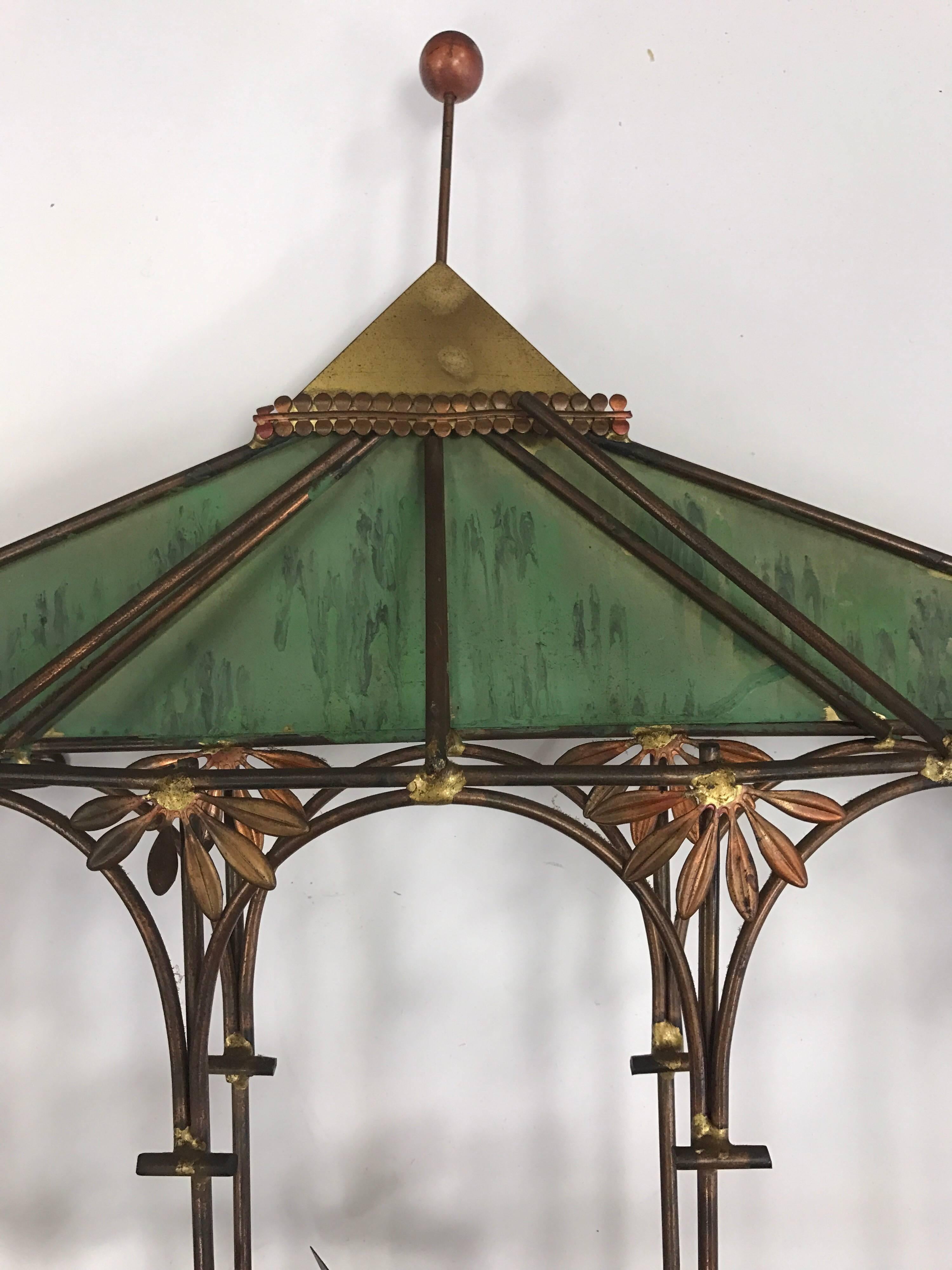 Metal Signed Curtis Jere the Bandstand Pagoda Gazebo Wall Sculpture