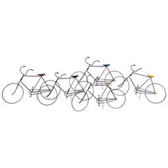 Signed Curtis Jere Wall Sculpture of a Group of Bicycles