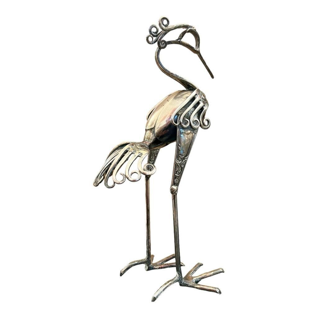 Signierte Besteck-Skulptur eines Vogels von Gerard Bouvier, 1998 (Französisch) im Angebot