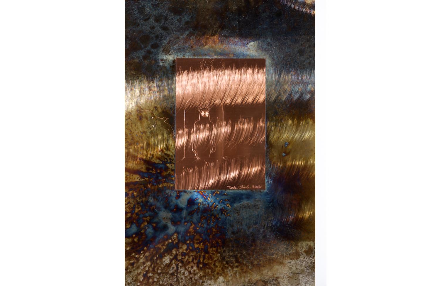 Mid-Century Modern Signed, Dale Clark Copper Etched Art Work Painting