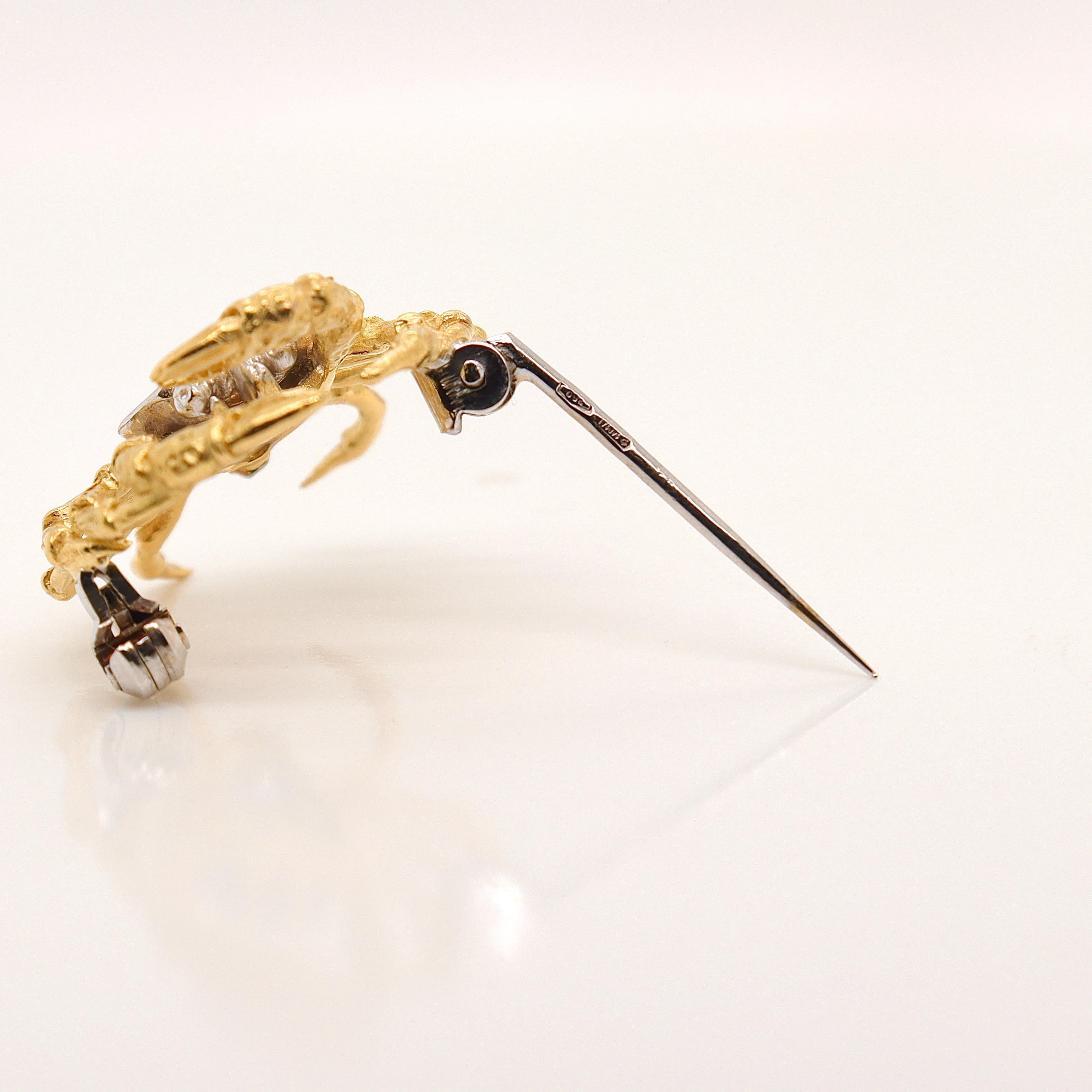 Signed Damiani 18k Gold & Diamond Crab Shaped Brooch or Pin  For Sale 8