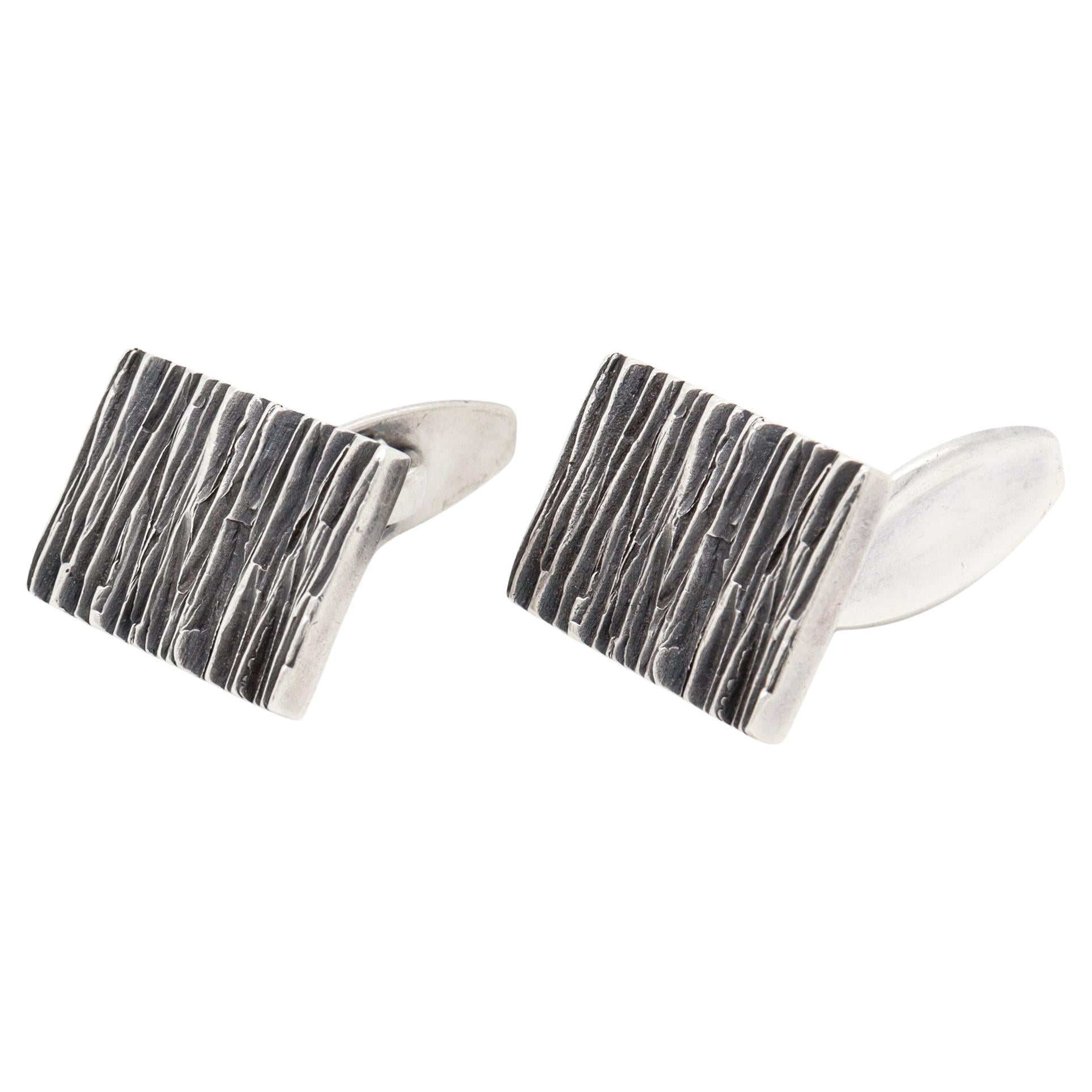 Gemelli d
argento brutalisti moderni danesi firmati da N.E. Da