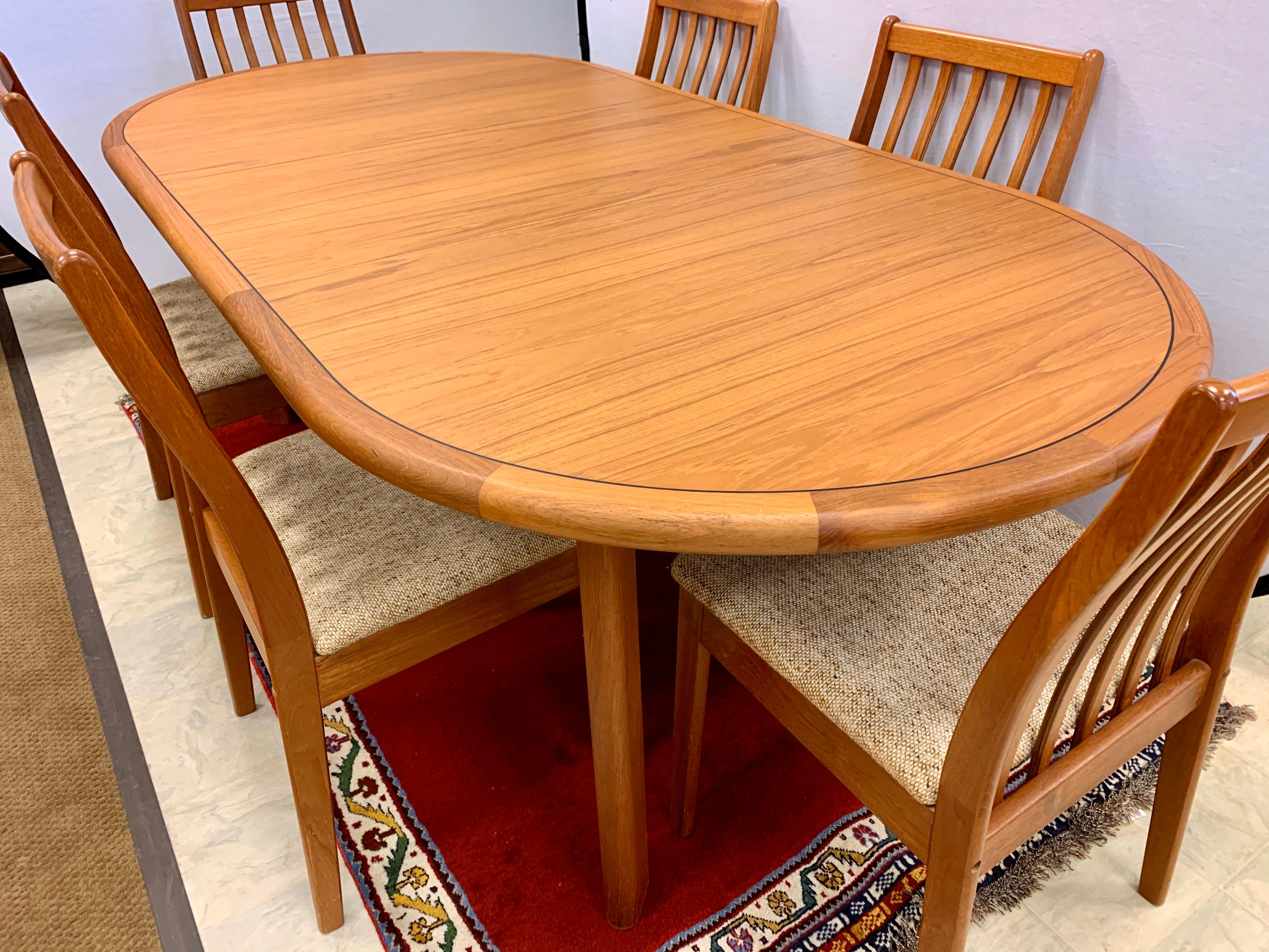 Late 20th Century Signed Danish Modern Vamdrup Stolefabrik Dining Room Set Table and Six Chairs
