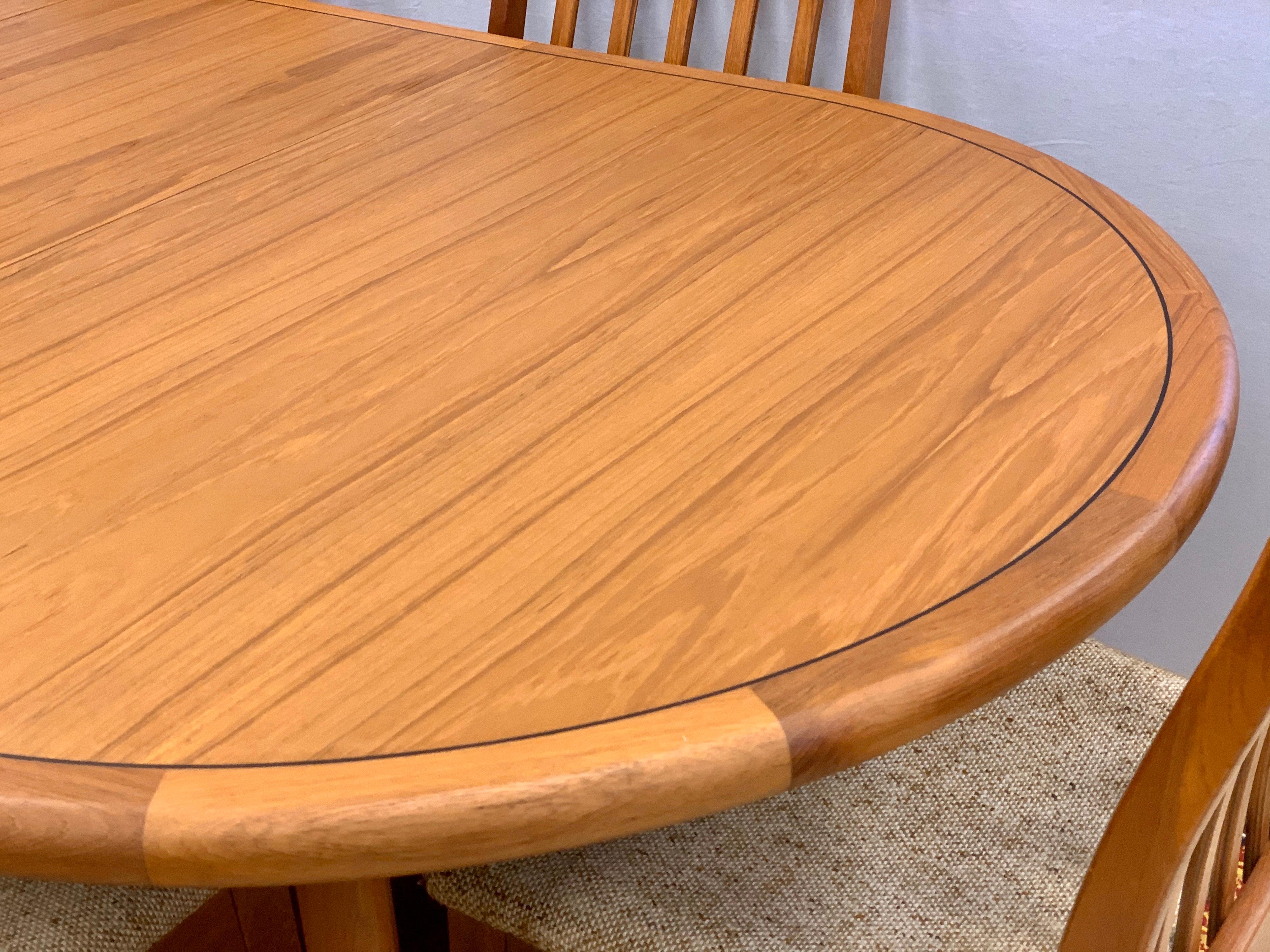 Fabric Signed Danish Modern Vamdrup Stolefabrik Dining Room Set Table and Six Chairs