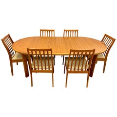 Signed Danish Modern Vamdrup Stolefabrik Dining Room Set Table and Six Chairs