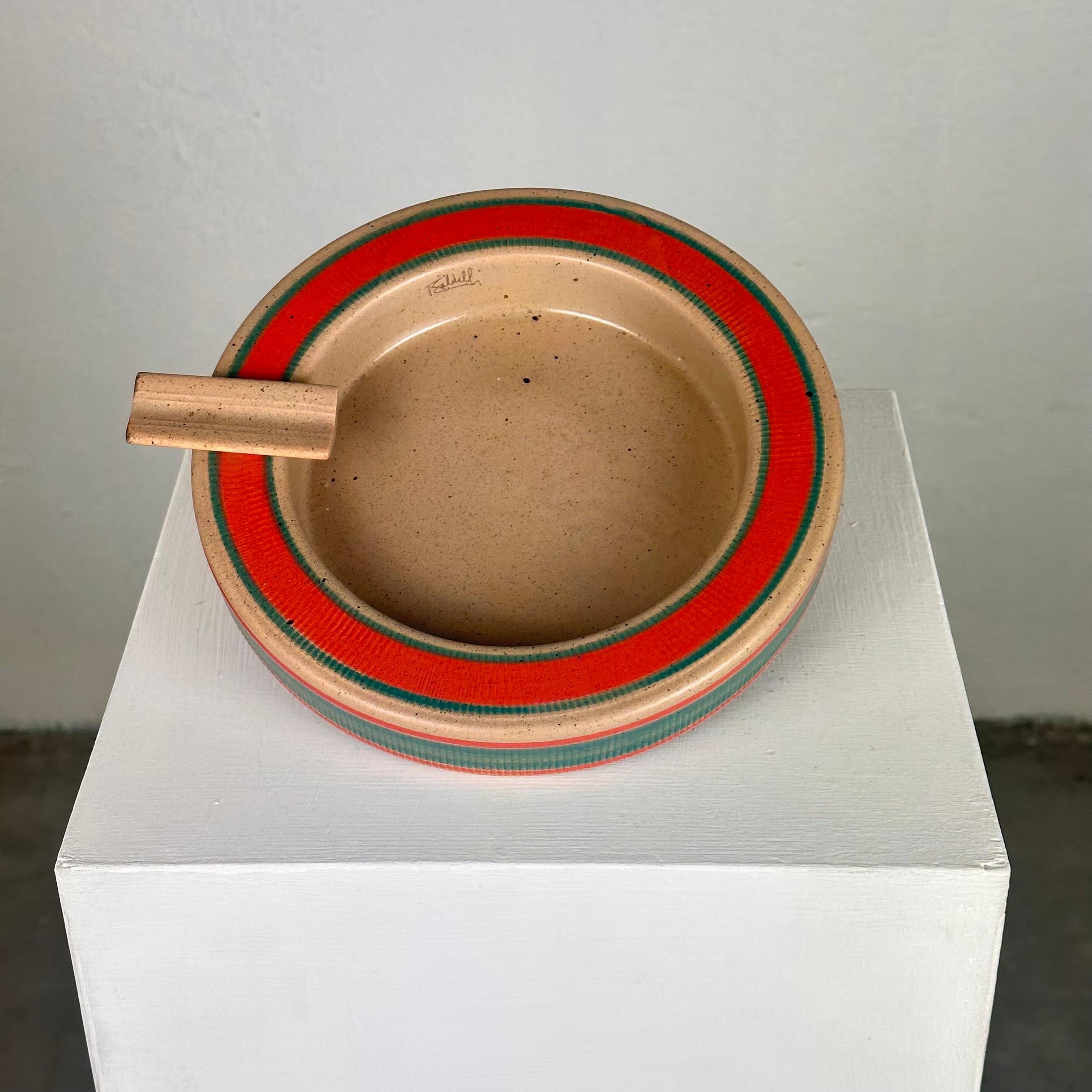 Mid-Century Modern Signed Dante Baldelli Ceramic Ashtray from the 1970s  For Sale
