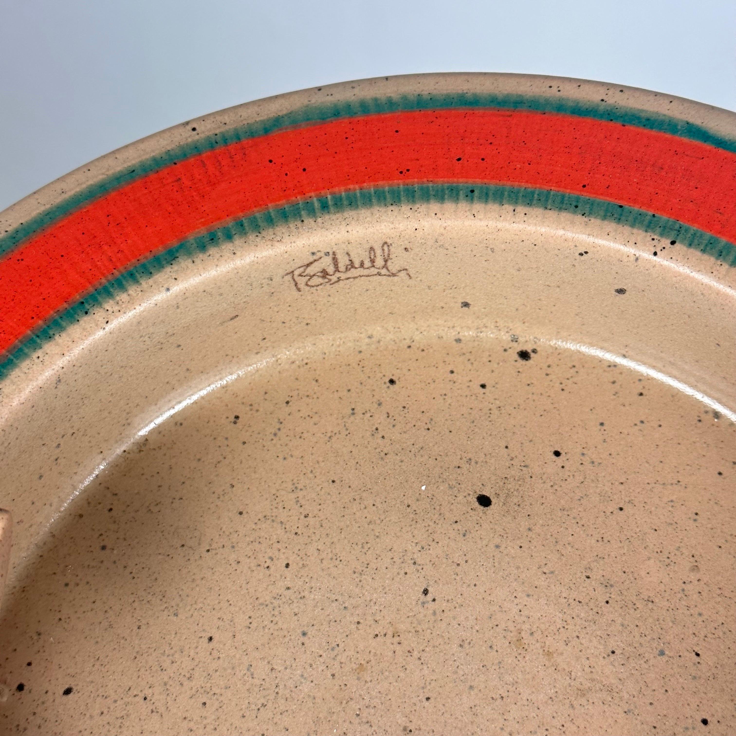 Italian Signed Dante Baldelli Ceramic Ashtray from the 1970s  For Sale