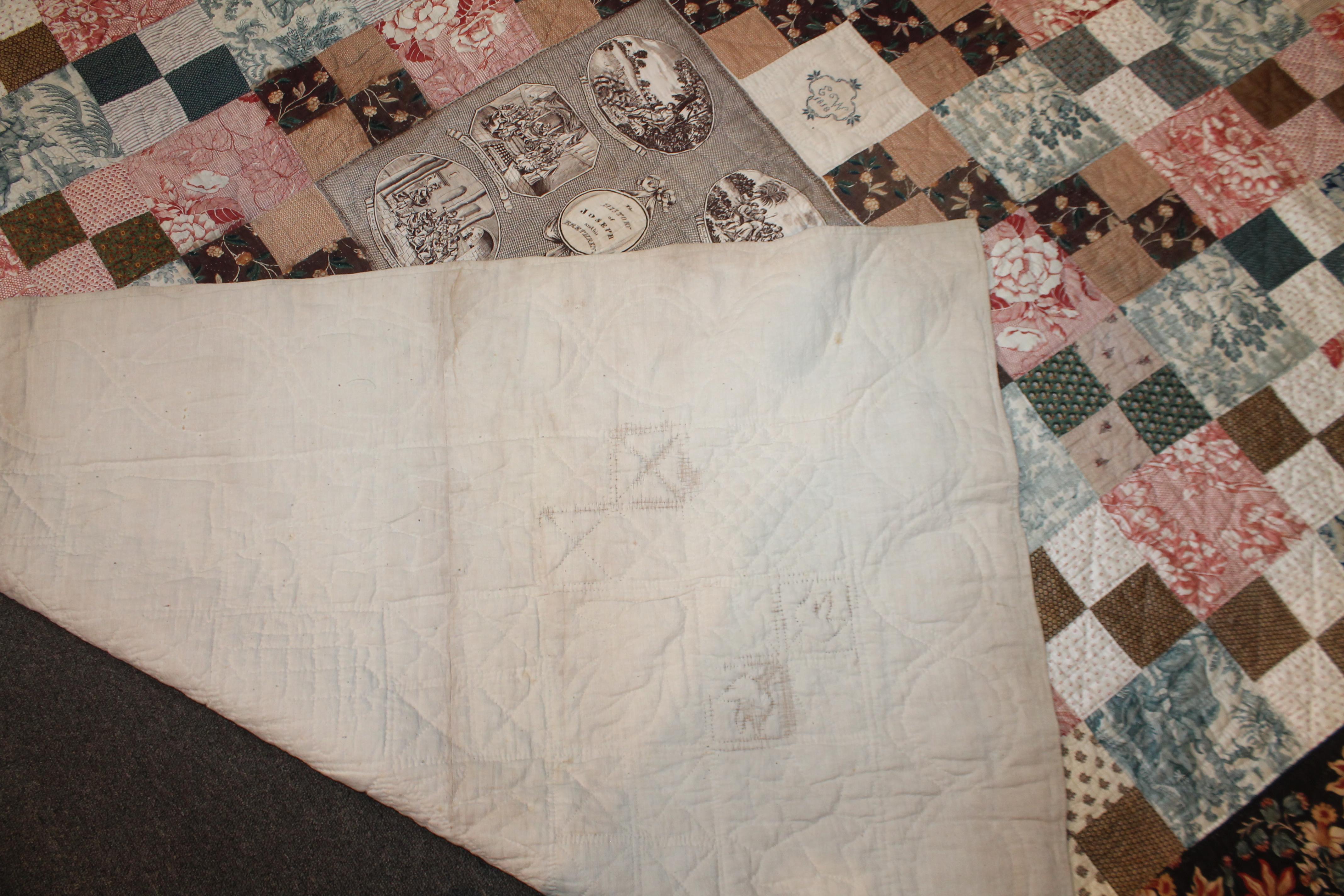 Signed and Dated 1818 Chintz with Contained Bandana Quilt 7