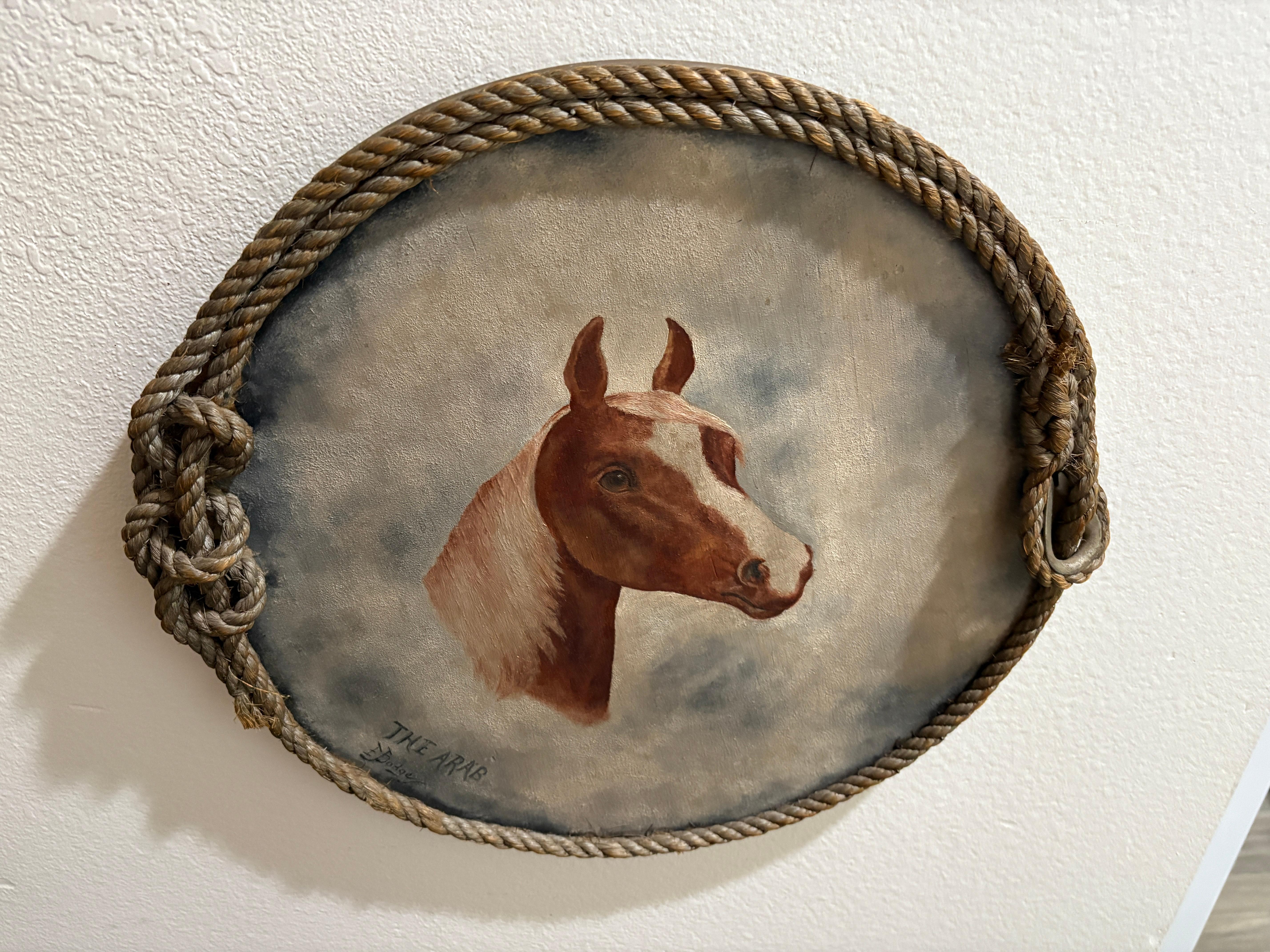 Signiert & datiert 1899 Pferd Gemälde auf Karton im Zustand „Gut“ im Angebot in Los Angeles, CA