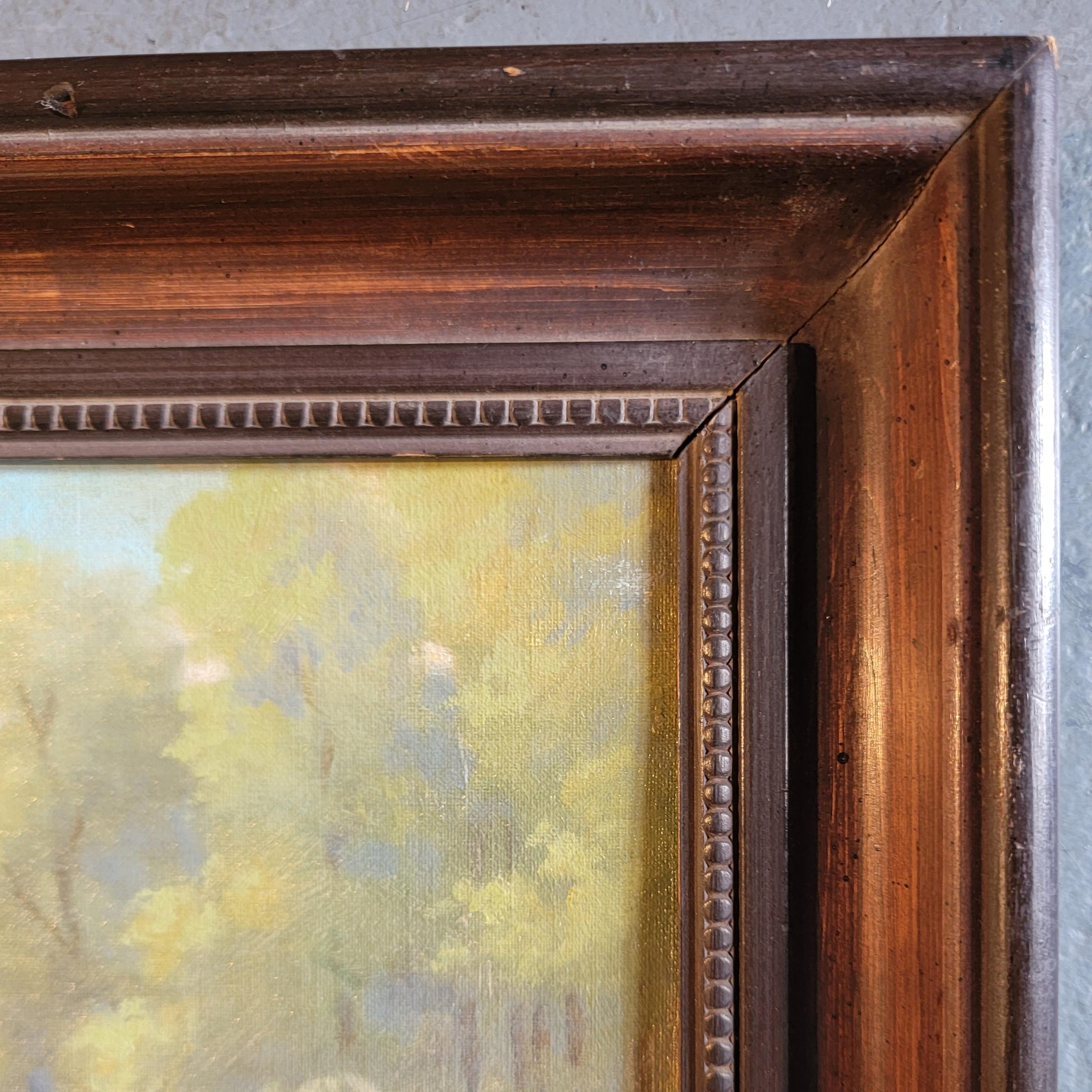 Signed & Dated 1914 Oil Painting in Frame In Good Condition For Sale In Los Angeles, CA