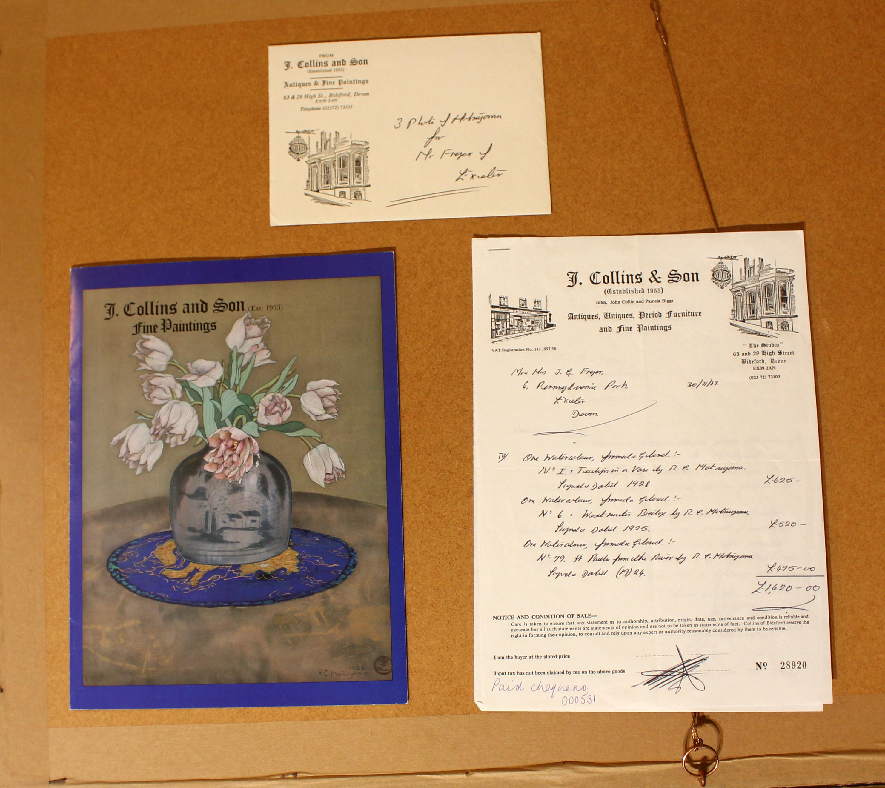 20ième siècle Aquarelle sur soie de 1928 signée et datée par A.C. Matsuyama représentant des 