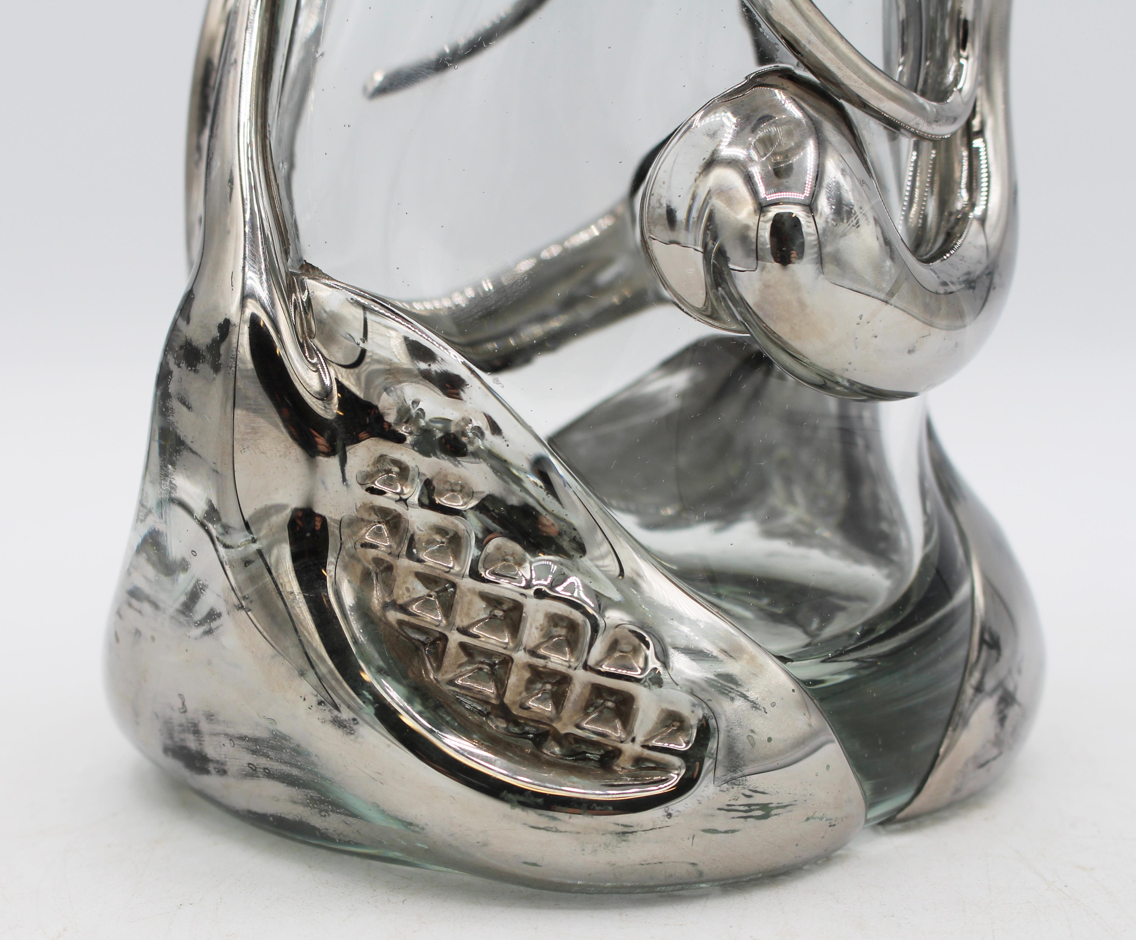 Vaso artistico in platino su vetro firmato e datato 1975 Wayne Filan In condizioni buone in vendita a Chapel Hill, NC