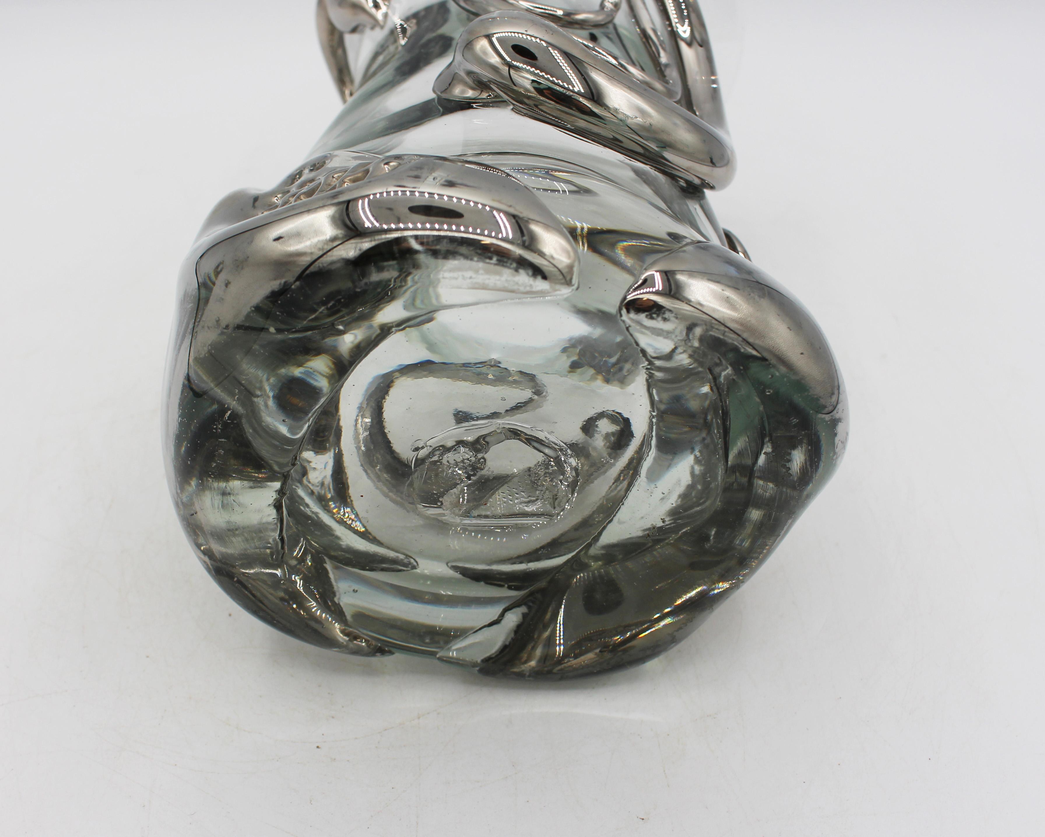 XX secolo Vaso artistico in platino su vetro firmato e datato 1975 Wayne Filan in vendita