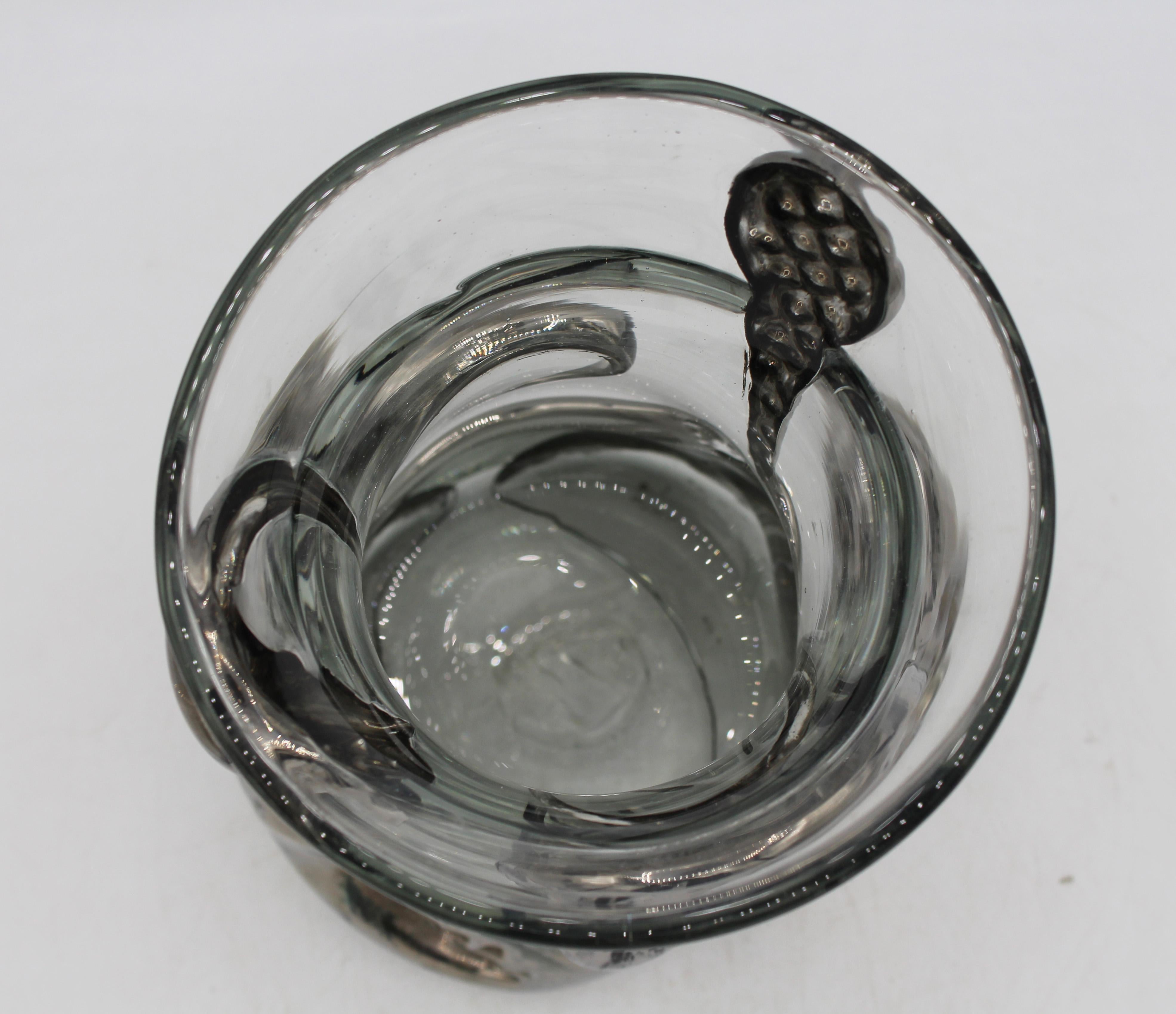 Platino Vaso artistico in platino su vetro firmato e datato 1975 Wayne Filan in vendita