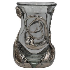 Signiert & datiert 1975 Wayne Filan Platin über Glas Kunstvase