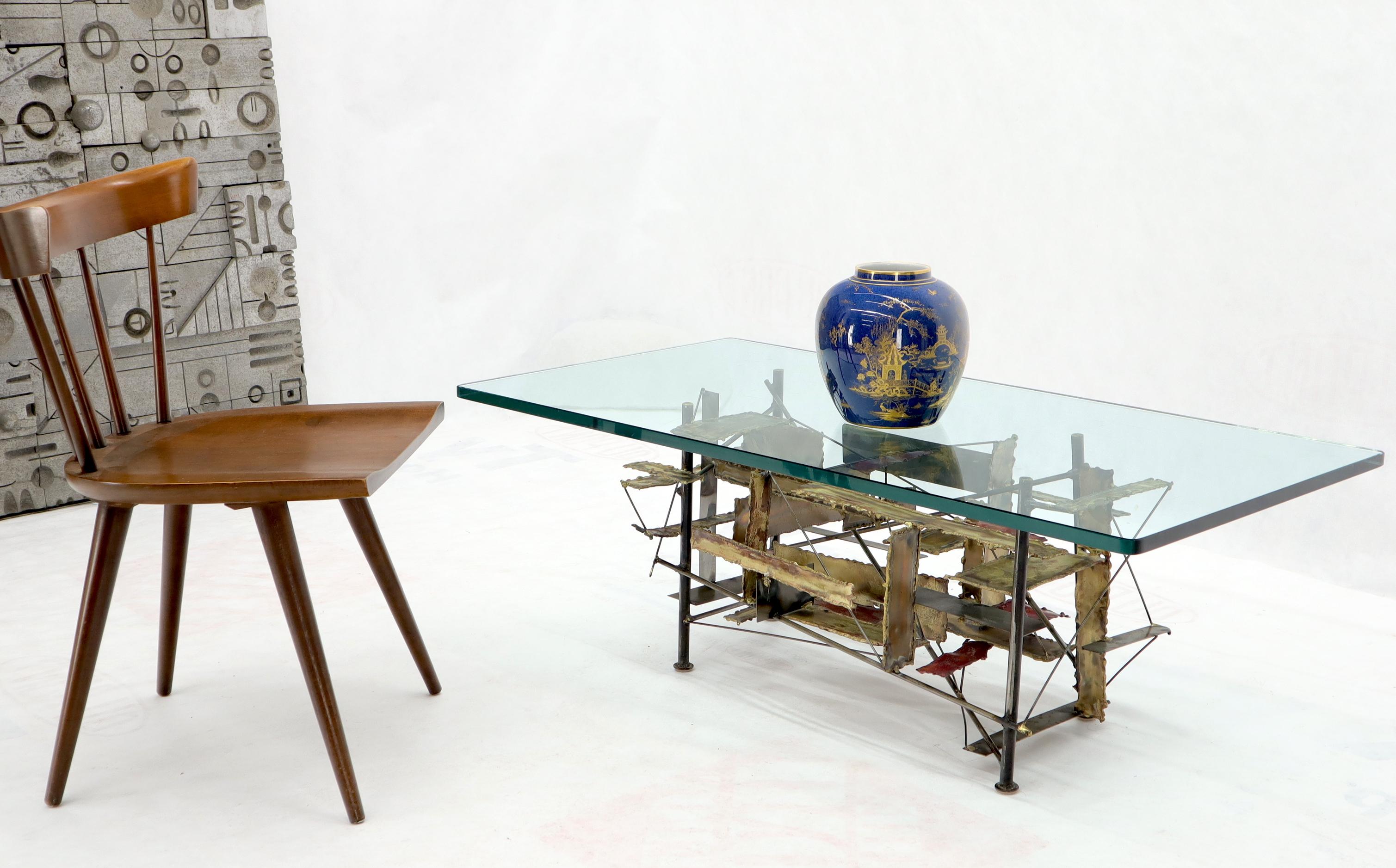 Nicer mixed metals Silas Seandel rectangular glass top mid century modern coffee table.