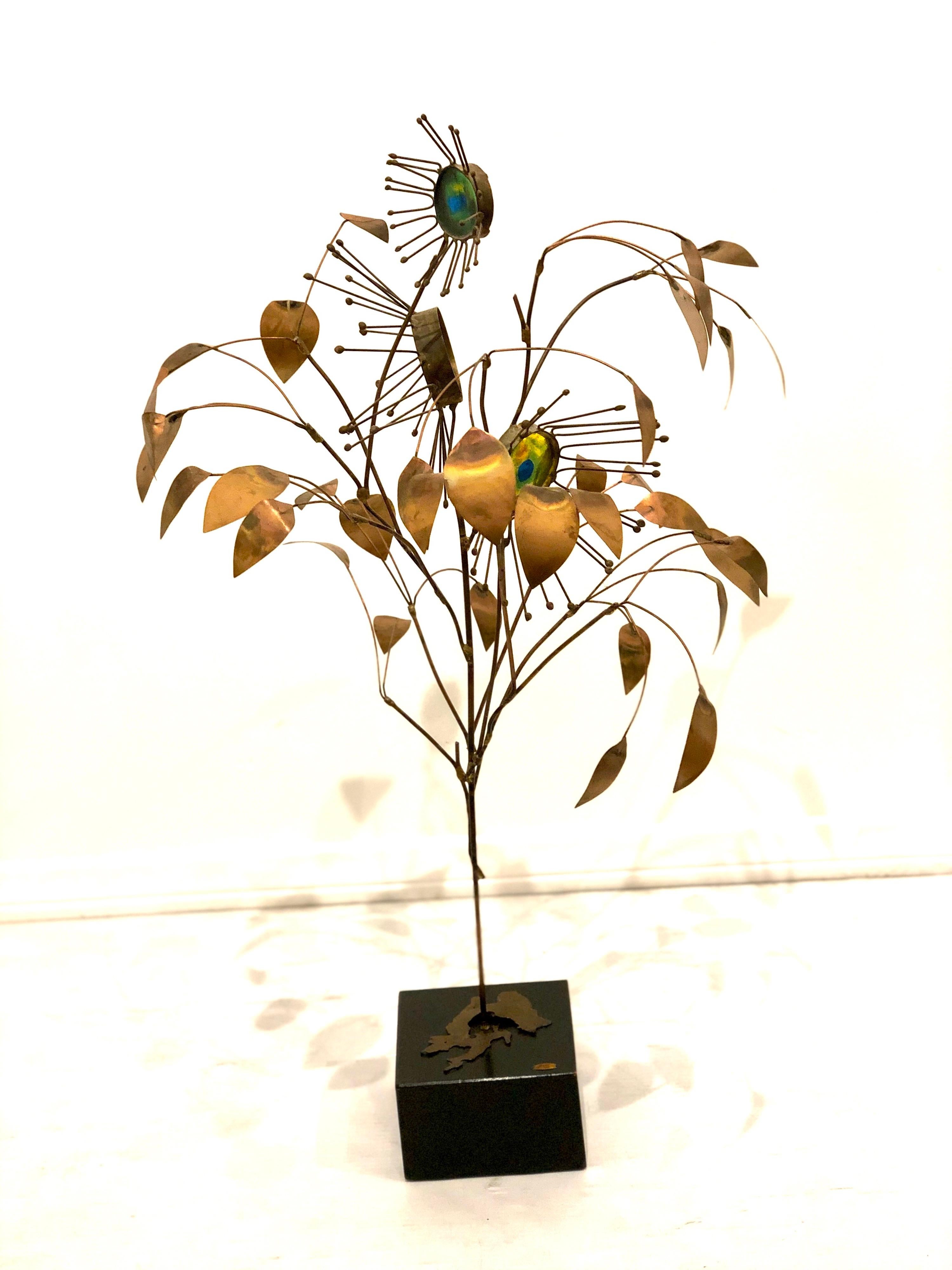 Brass Signed and Dated Curtis Jere 1966 Brutalist Tree Sculpture