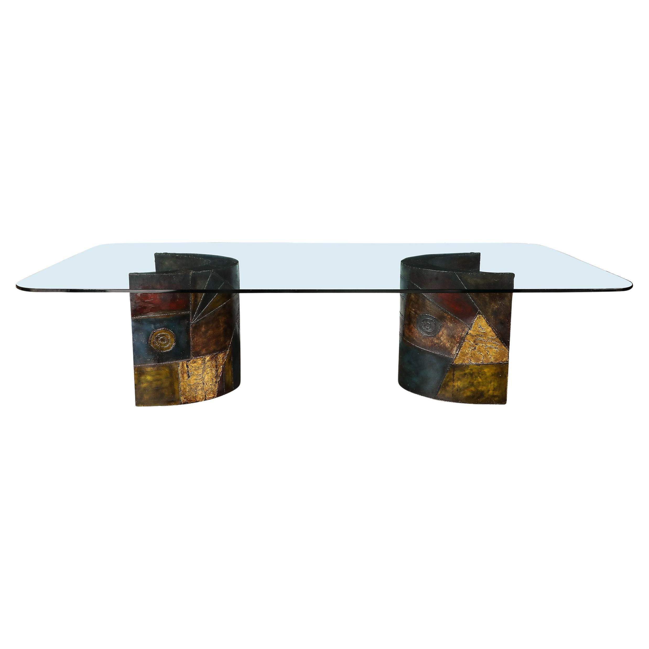 Signed & Dated Mid-Century Brutalist Paul Evans for Directional Dining Table For Sale