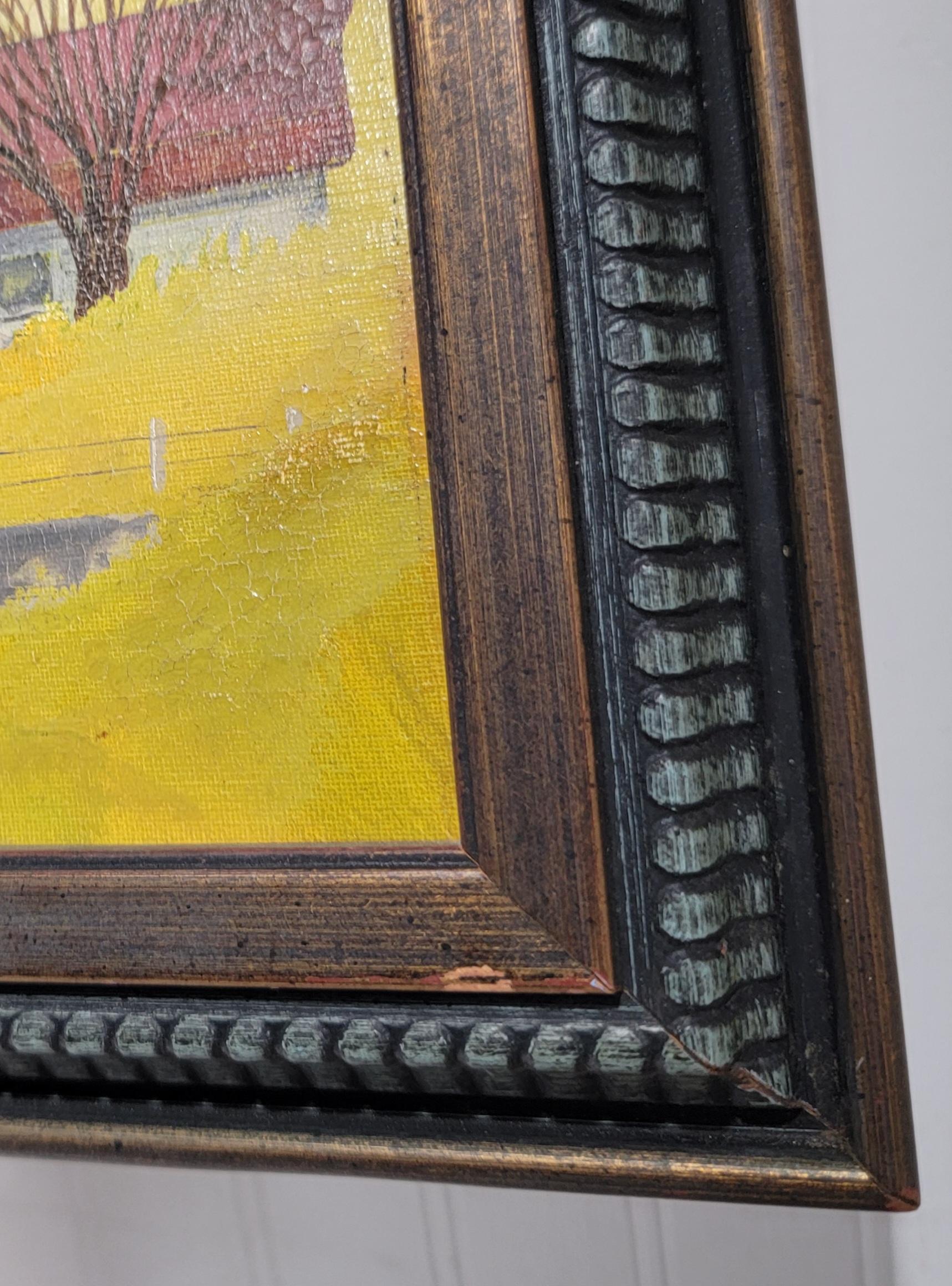 Pintura Patriótica Bandera Americana Firmada y Fechada Estadounidense en venta