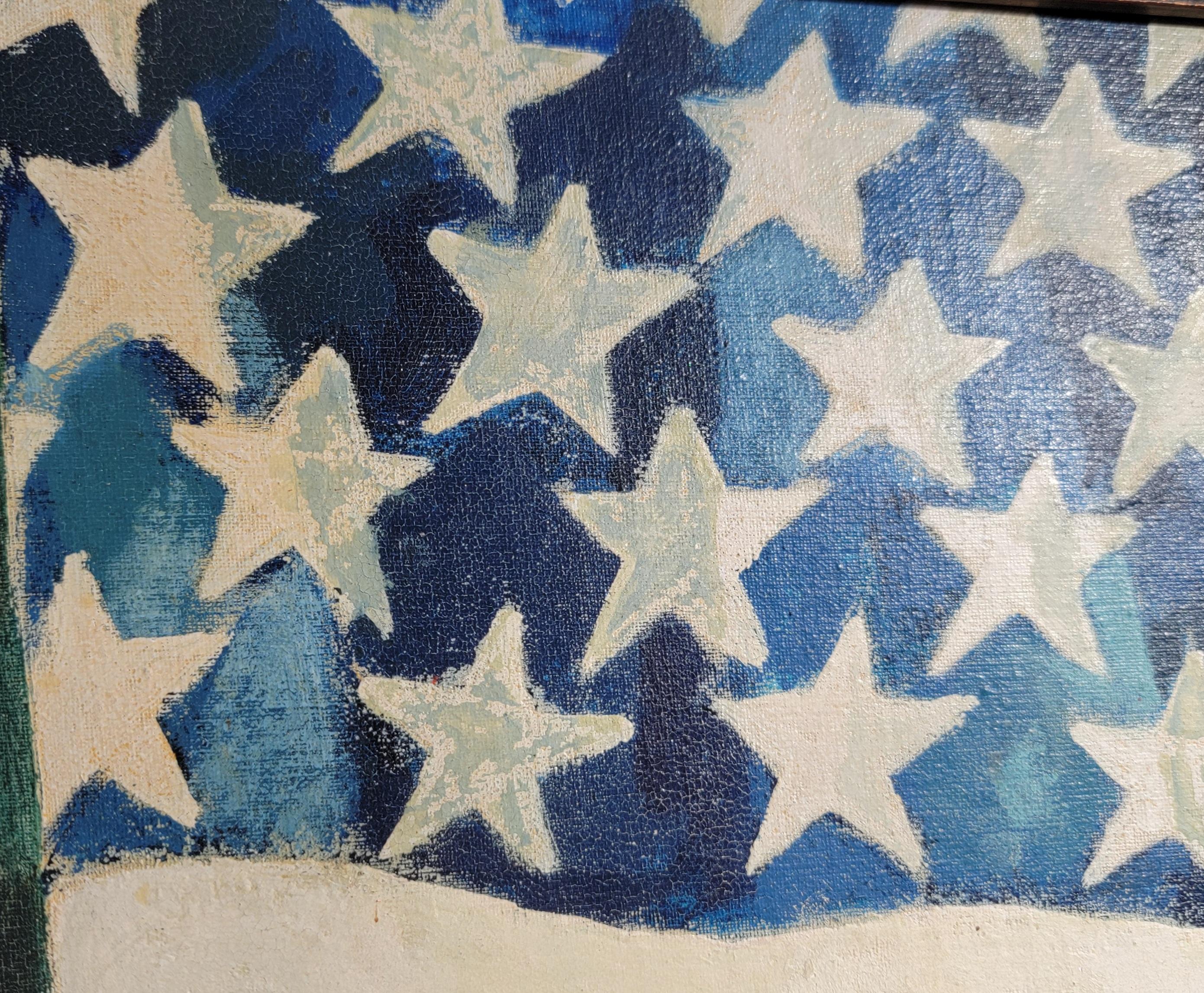 Pintura Patriótica Bandera Americana Firmada y Fechada en Bueno estado para la venta en Los Angeles, CA