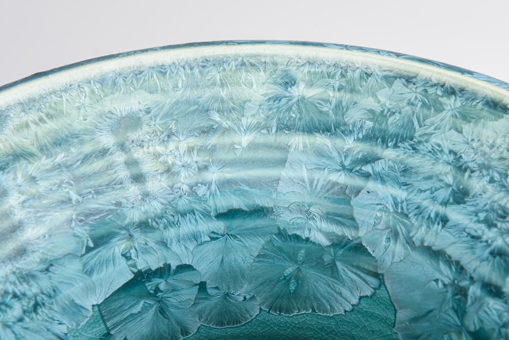 Signed Dated Phil Morgan Crystalline Glazed Blue Copper Ceramic Vessel Or Vase 1