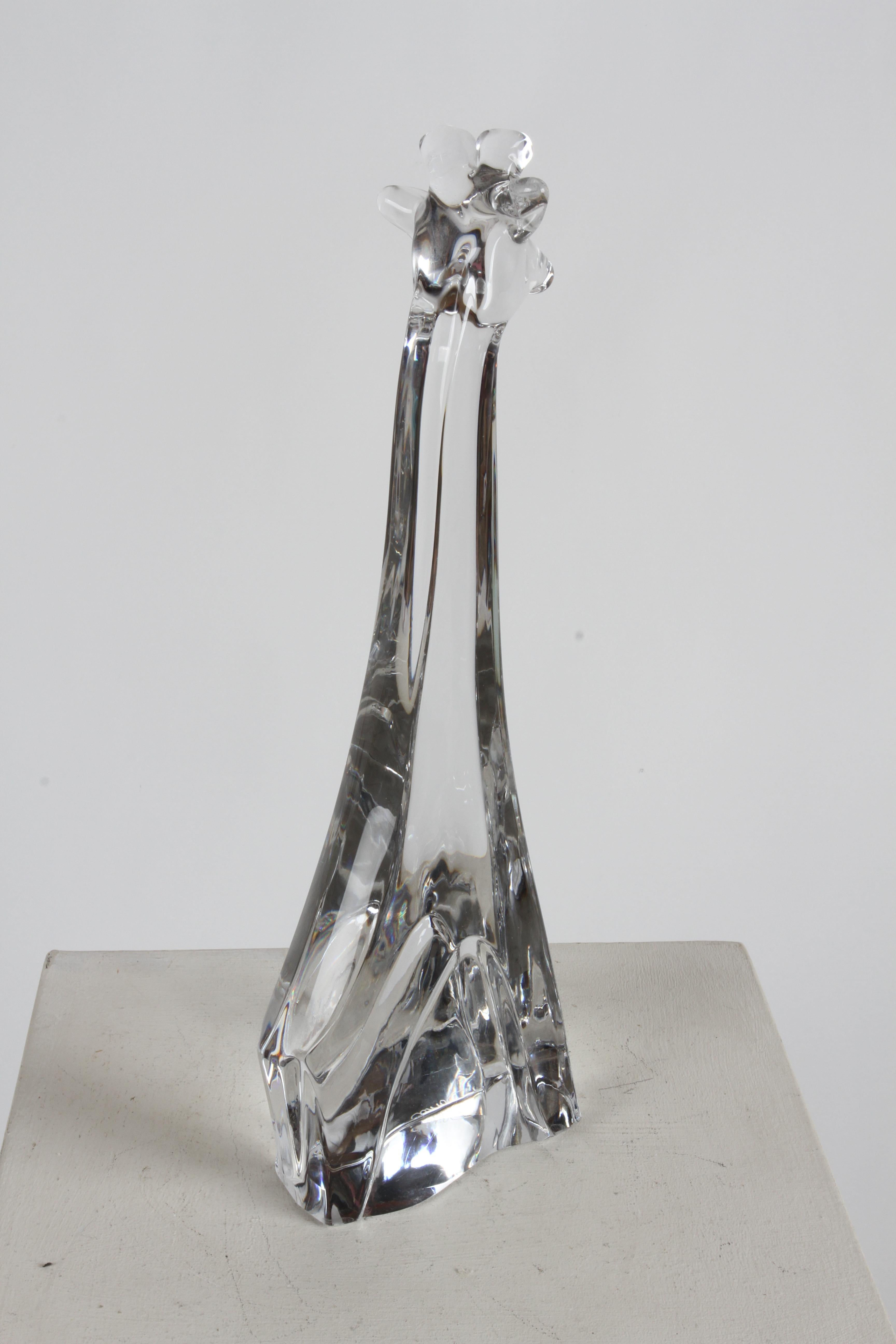 Grande sculpture d'animal girafe en cristal transparent signée Daum, France en vente 2