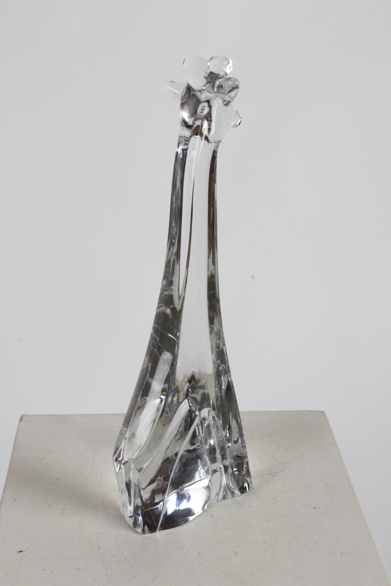 Signed Daum Tall Clear Crystal Giraffe Animal Sculpture Figure, France For Sale 4