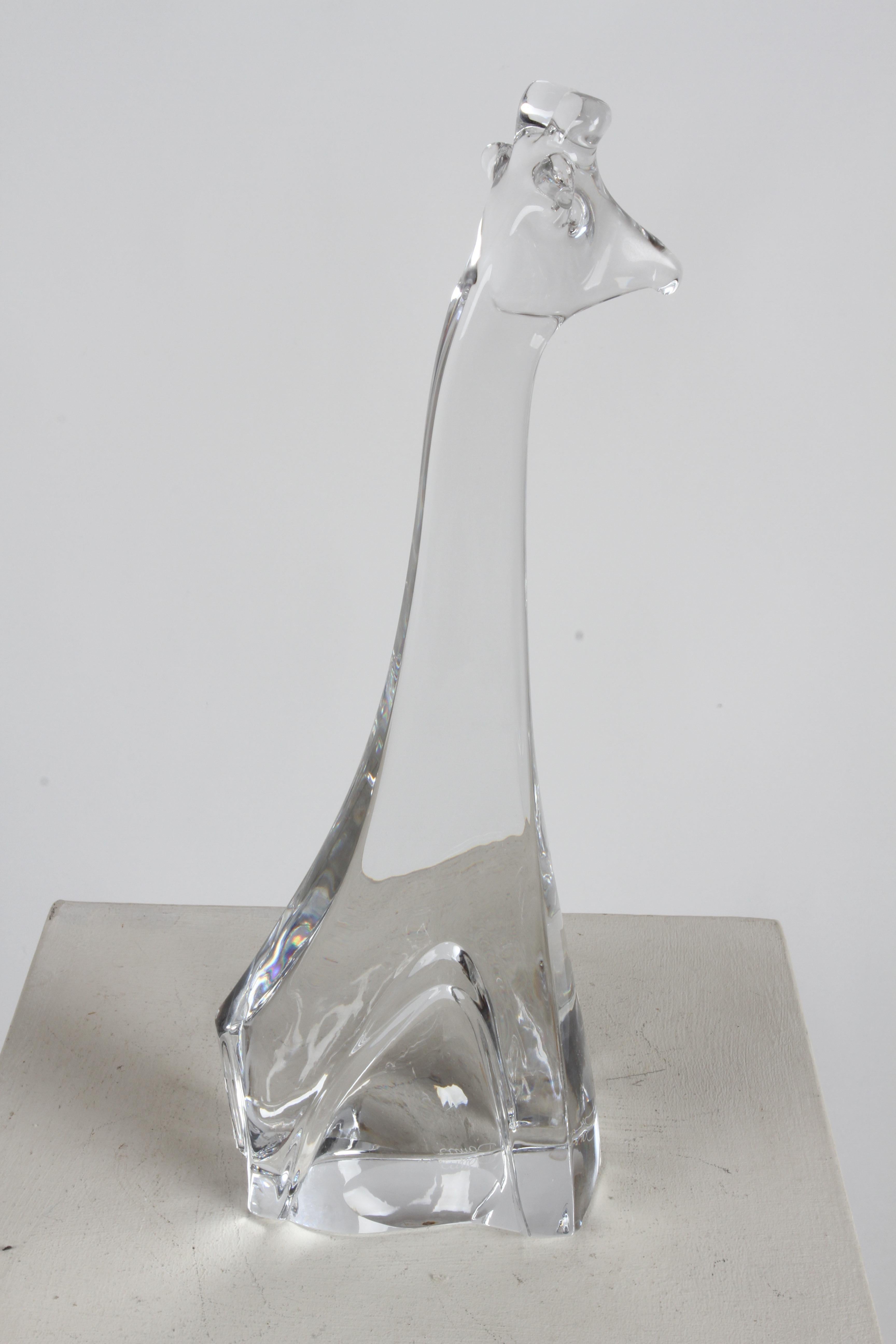 Grande sculpture d'animal girafe en cristal transparent signée Daum, France en vente 4