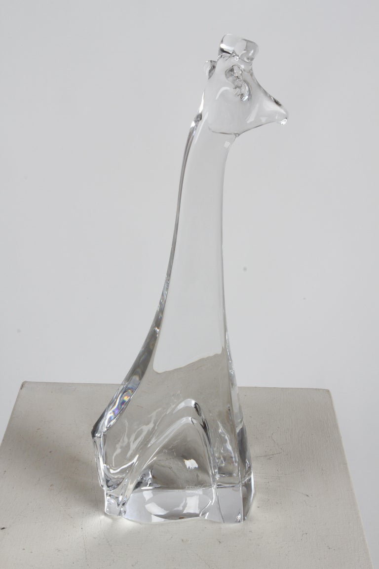 Signed Daum Tall Clear Crystal Giraffe Animal Sculpture Figure, France For Sale 6