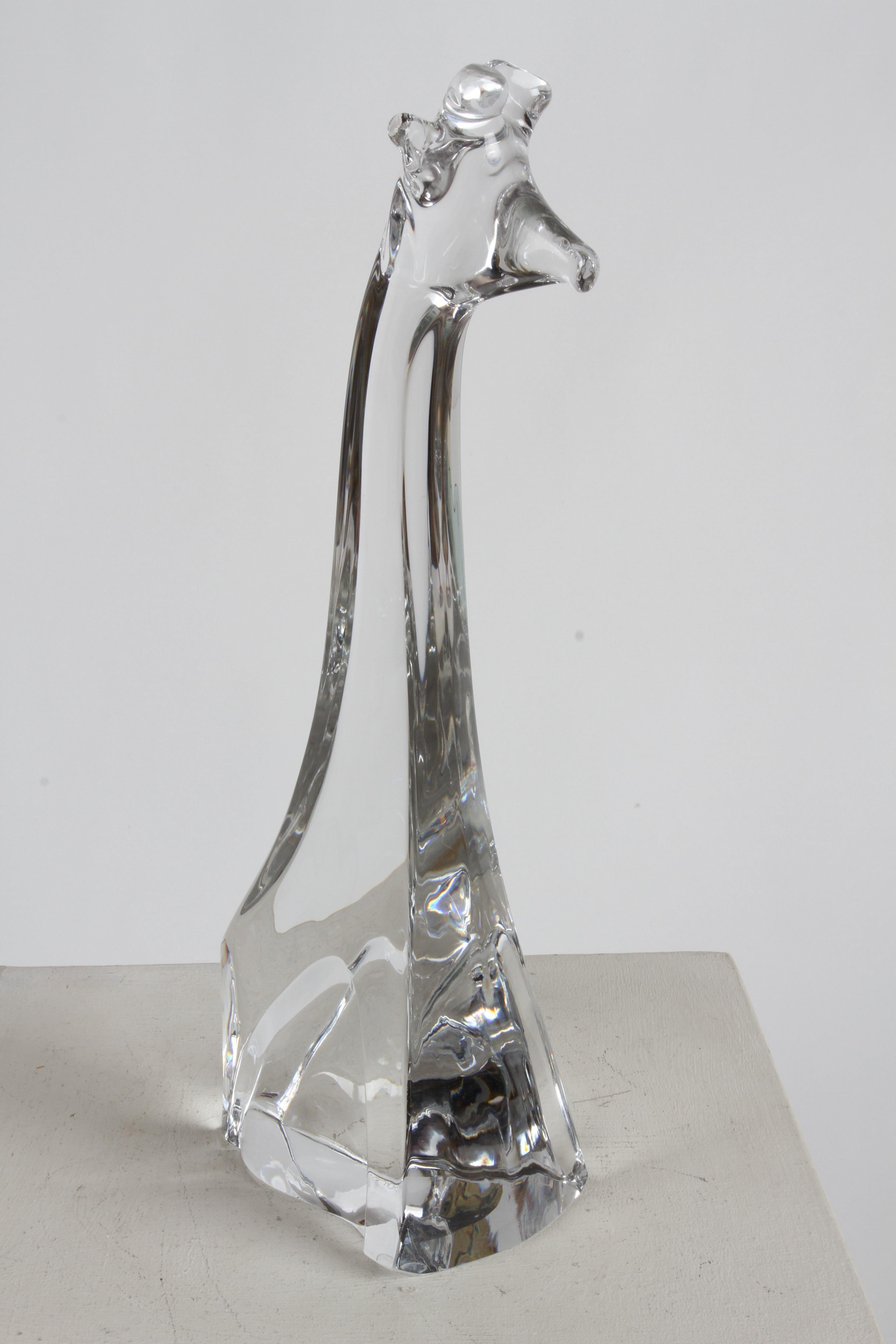Grande sculpture d'animal girafe en cristal transparent signée Daum, France en vente 5