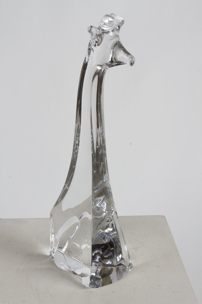 Signed Daum Tall Clear Crystal Giraffe Animal Sculpture Figure, France For Sale 7