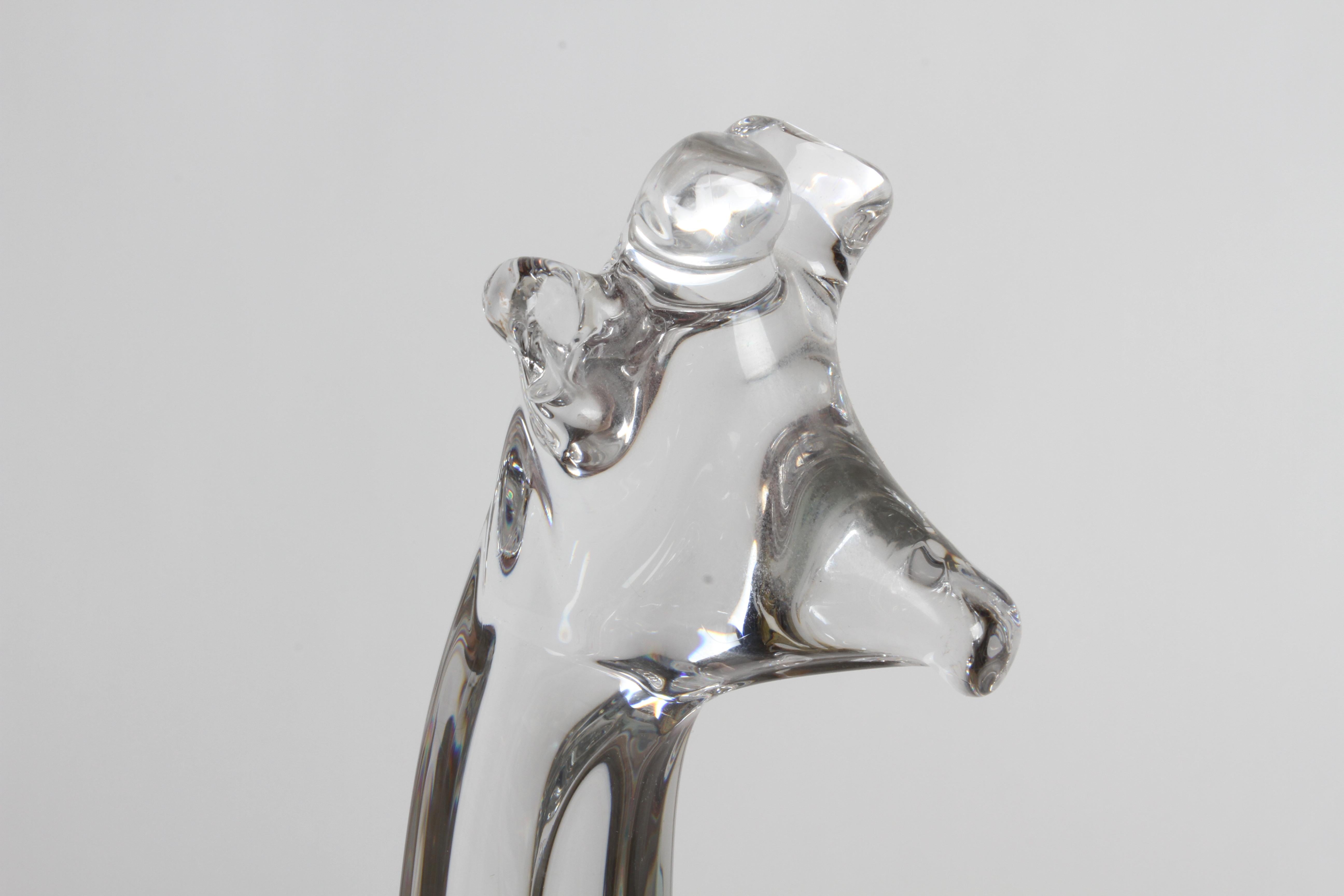 Grande sculpture d'animal girafe en cristal transparent signée Daum, France en vente 6