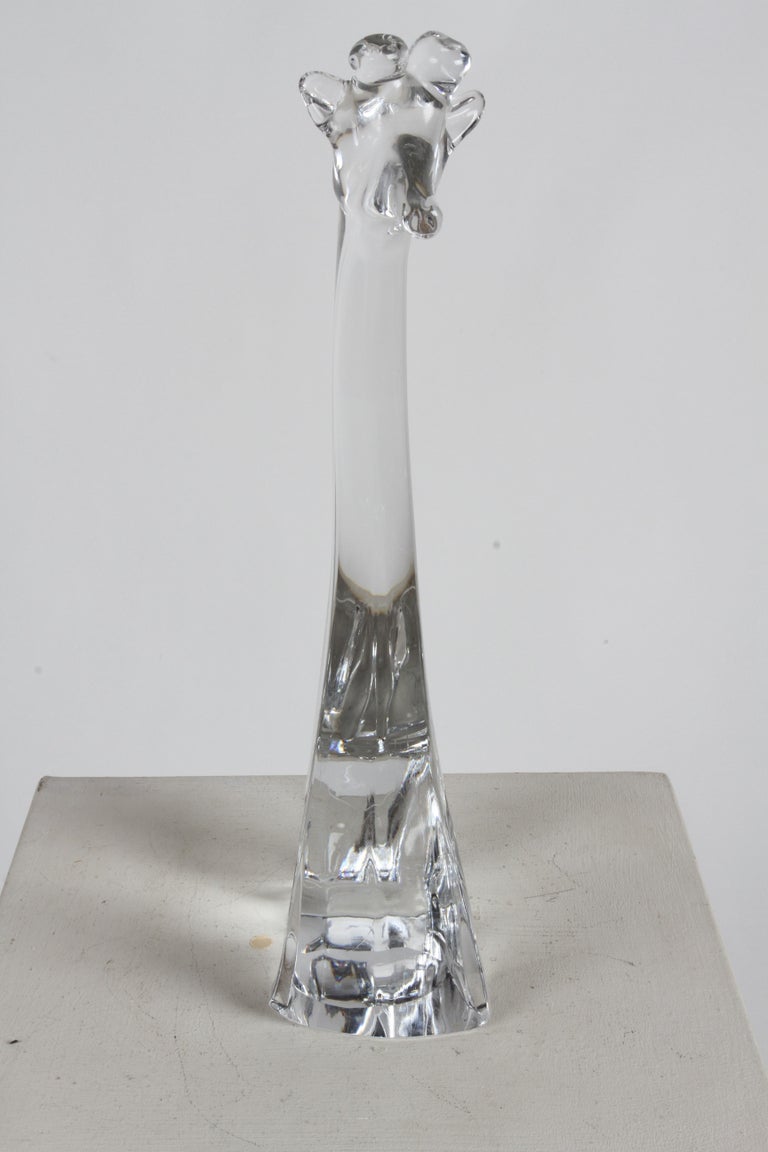 Signed Daum Tall Clear Crystal Giraffe Animal Sculpture Figure, France For Sale 9