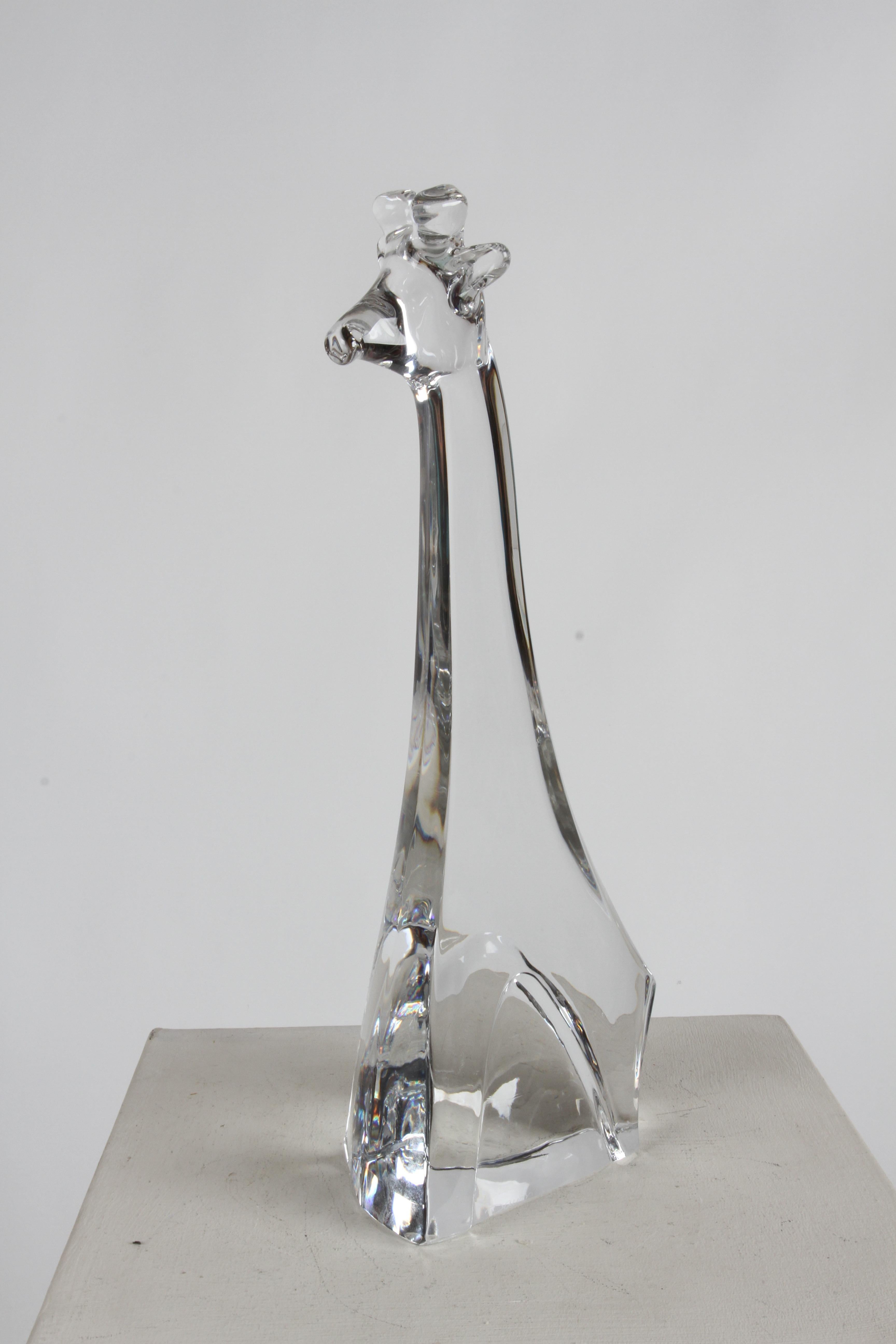 Signed Daum Tall Clear Crystal Giraffe Animal Sculpture Figure, France For Sale 11