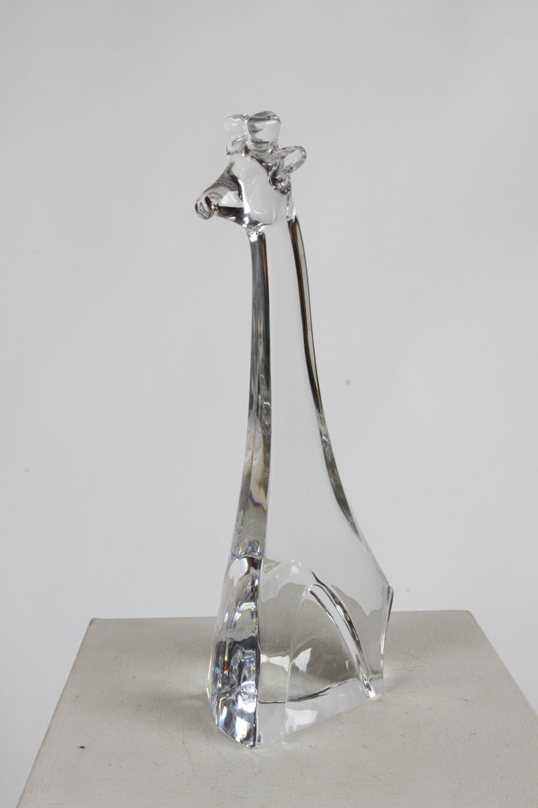 Signed Daum Tall Clear Crystal Giraffe Animal Sculpture Figure, France For Sale 12