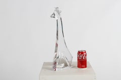 Signed Daum Tall Clear Crystal Giraffe Animal Sculpture Figure, France