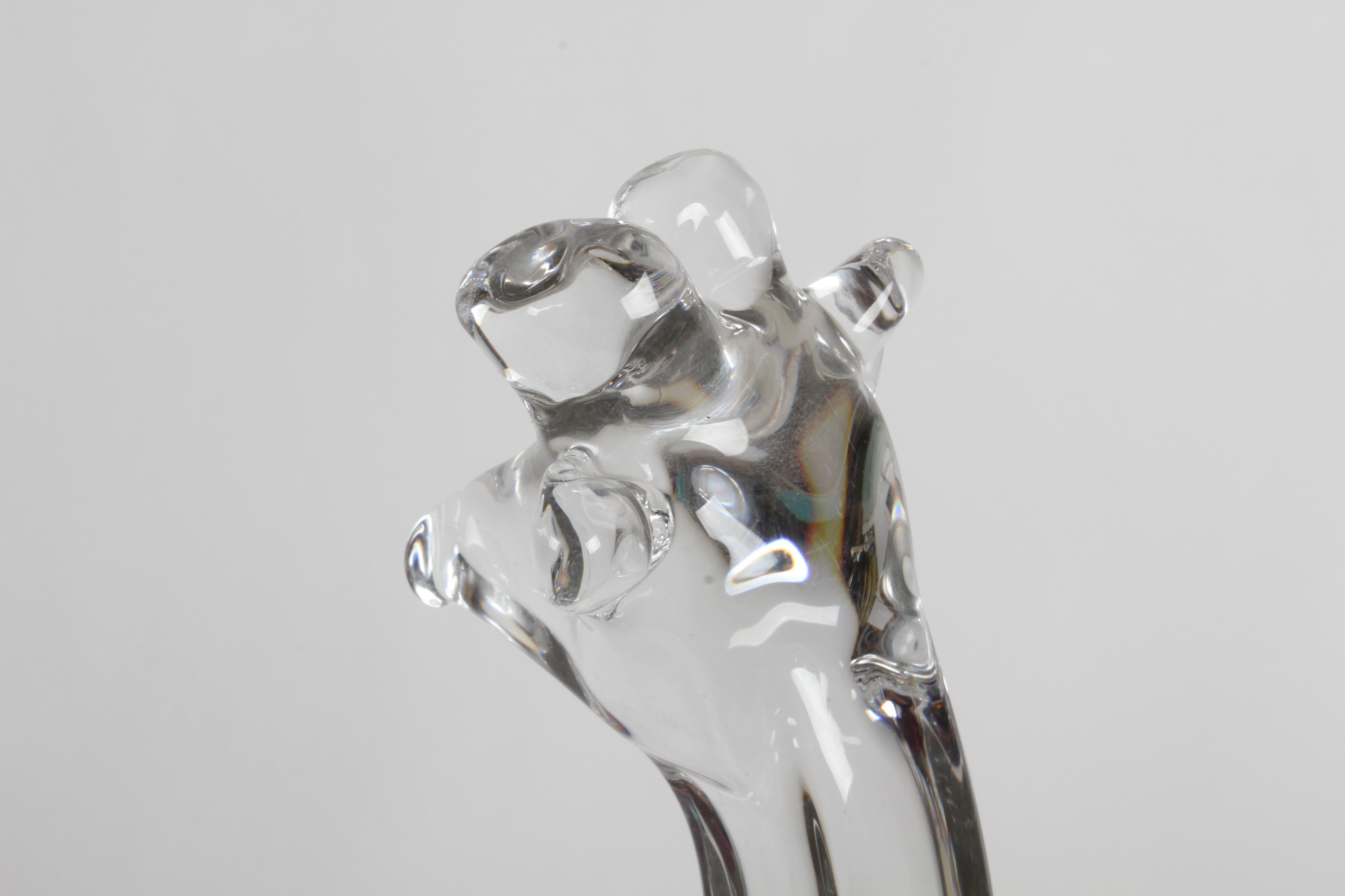Hollywood Regency Signed Daum Tall Clear Crystal Giraffe Animal Sculpture Figure, France For Sale