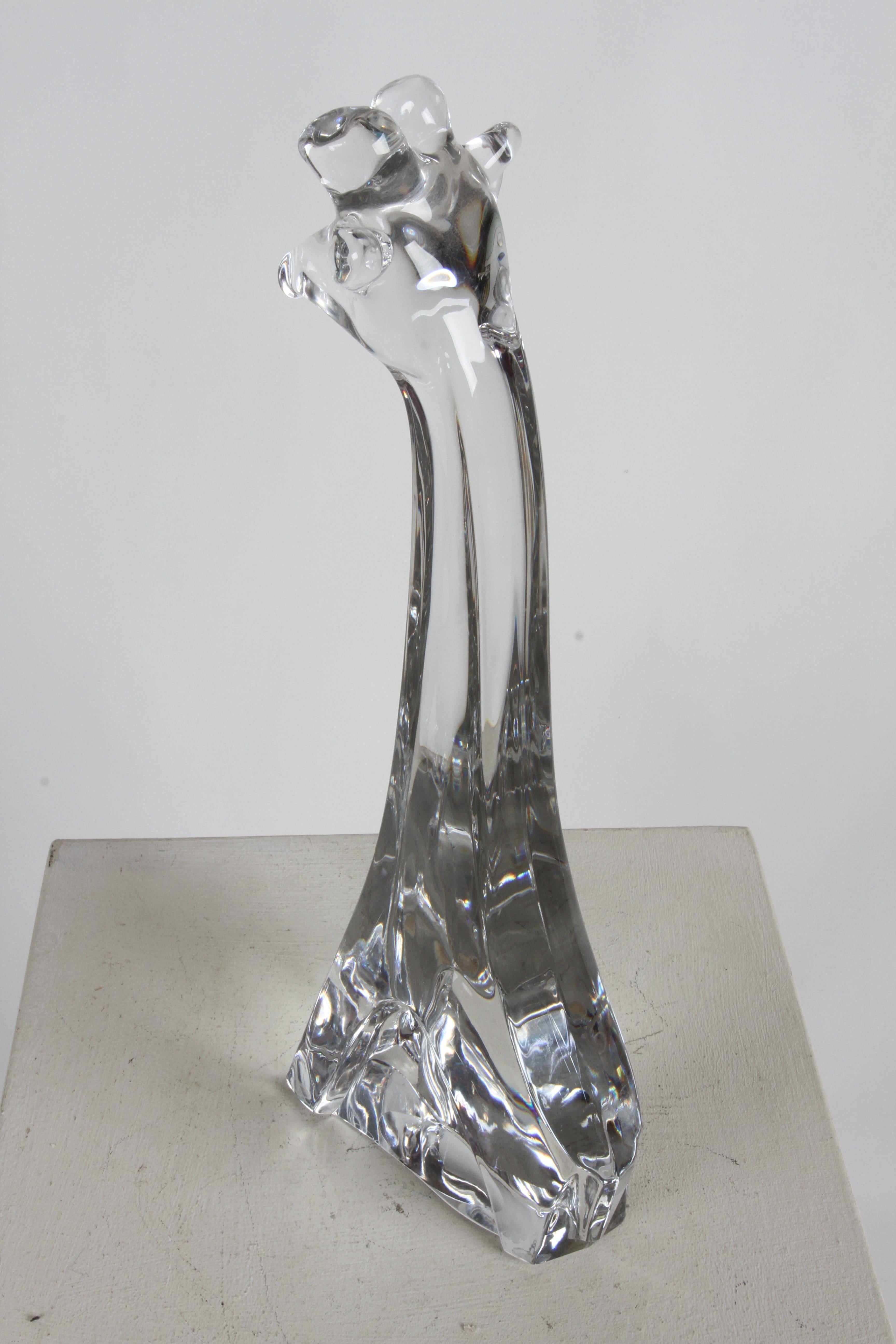 20th Century Signed Daum Tall Clear Crystal Giraffe Animal Sculpture Figure, France For Sale