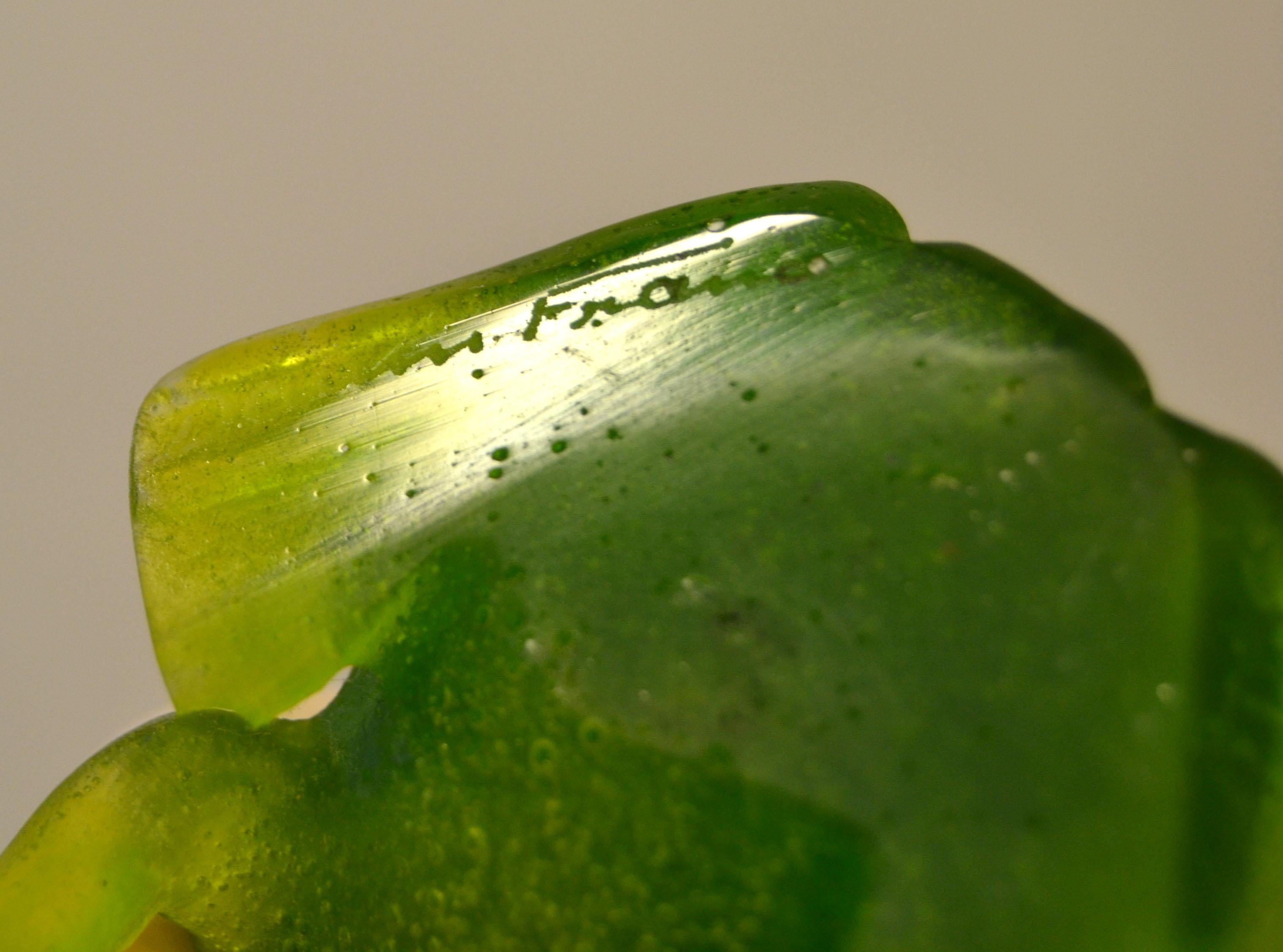 Art Glass Signed Daum France Pate De Verre Frog Sculpture Figurine Mid-Century Modern 1970