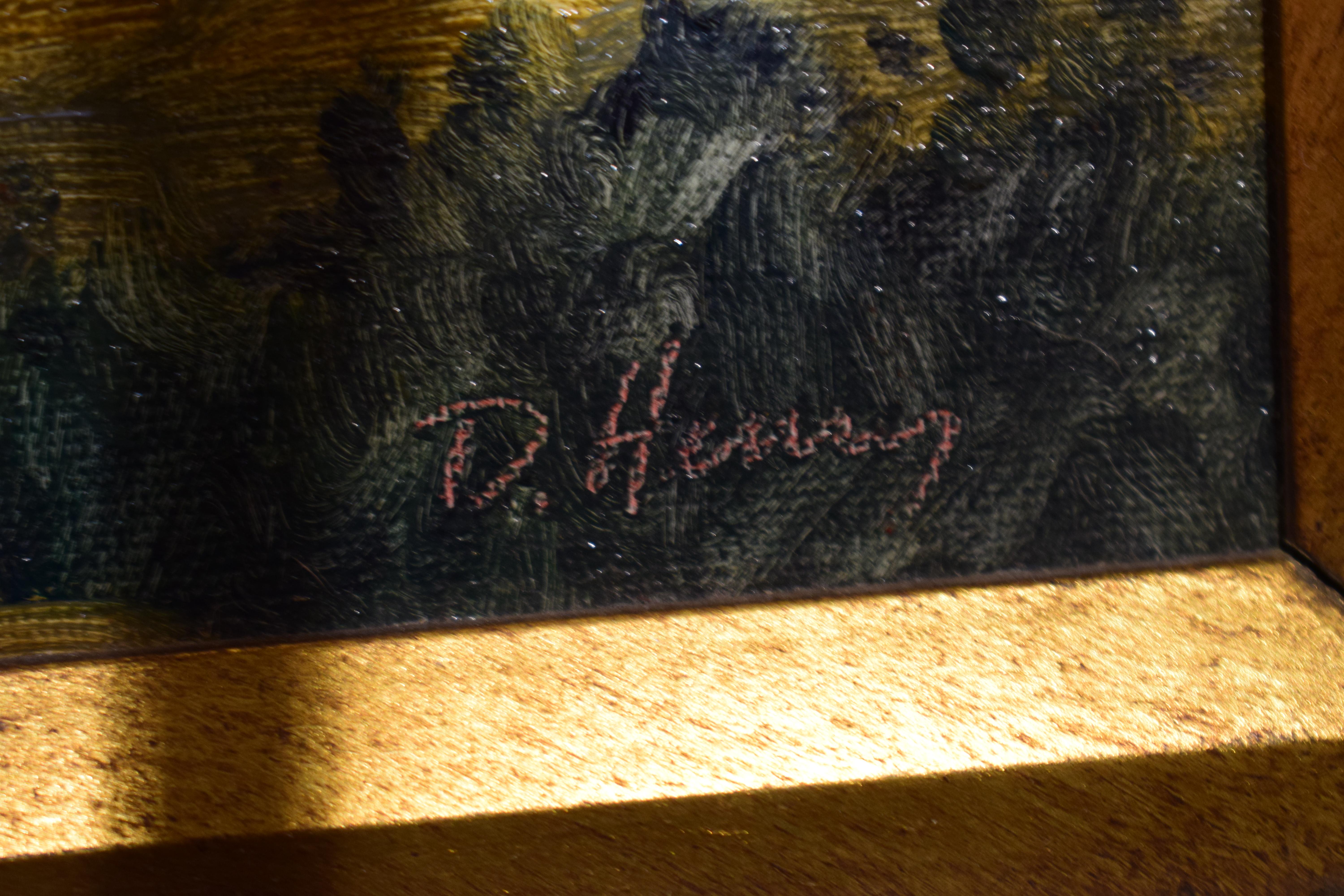 20ième siècle Huile sur panneau encadrée signée David Henry Gilt, Paysage en vente