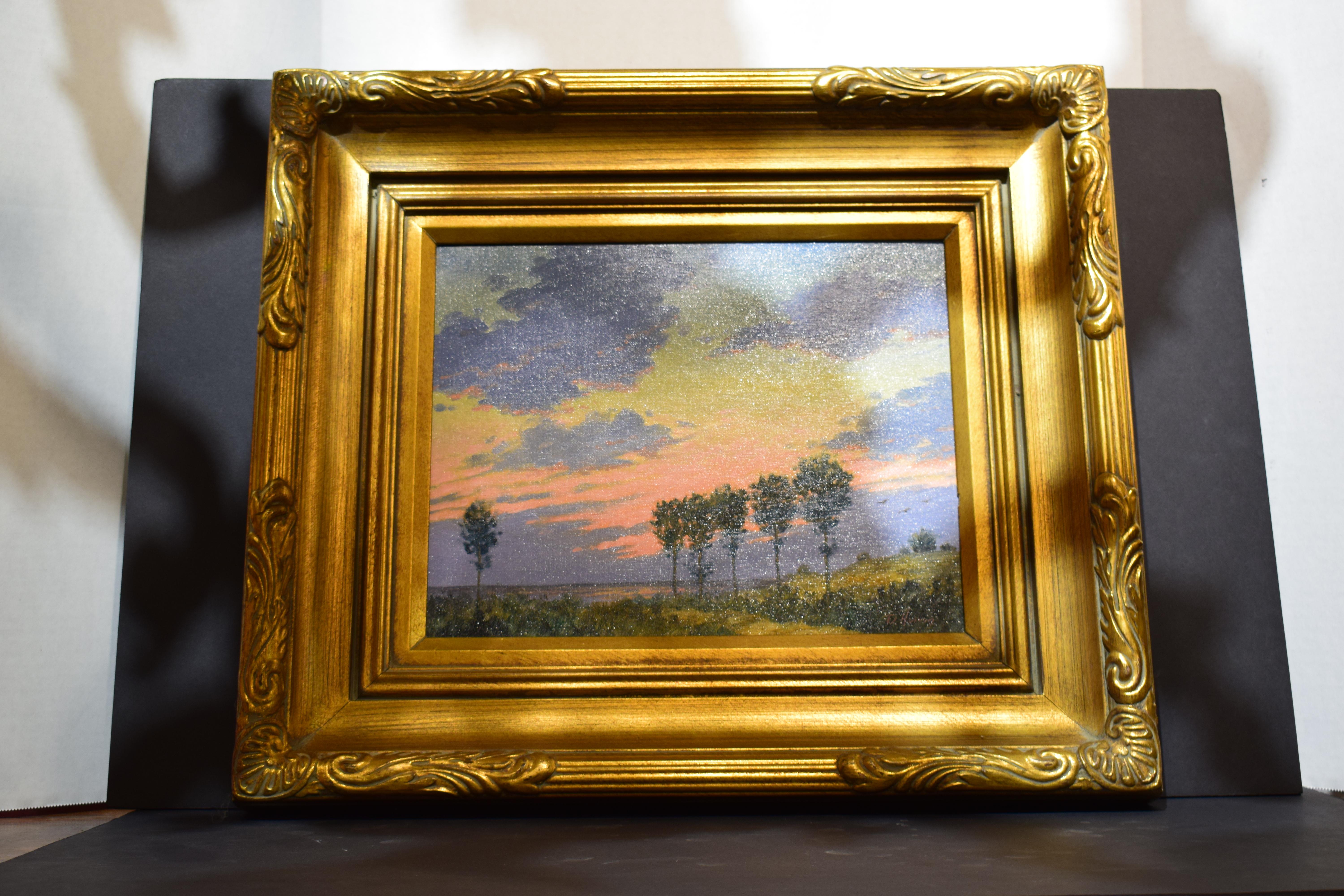 Signed David Henry Gilt Framed Oil on Board, Landscape For Sale 1