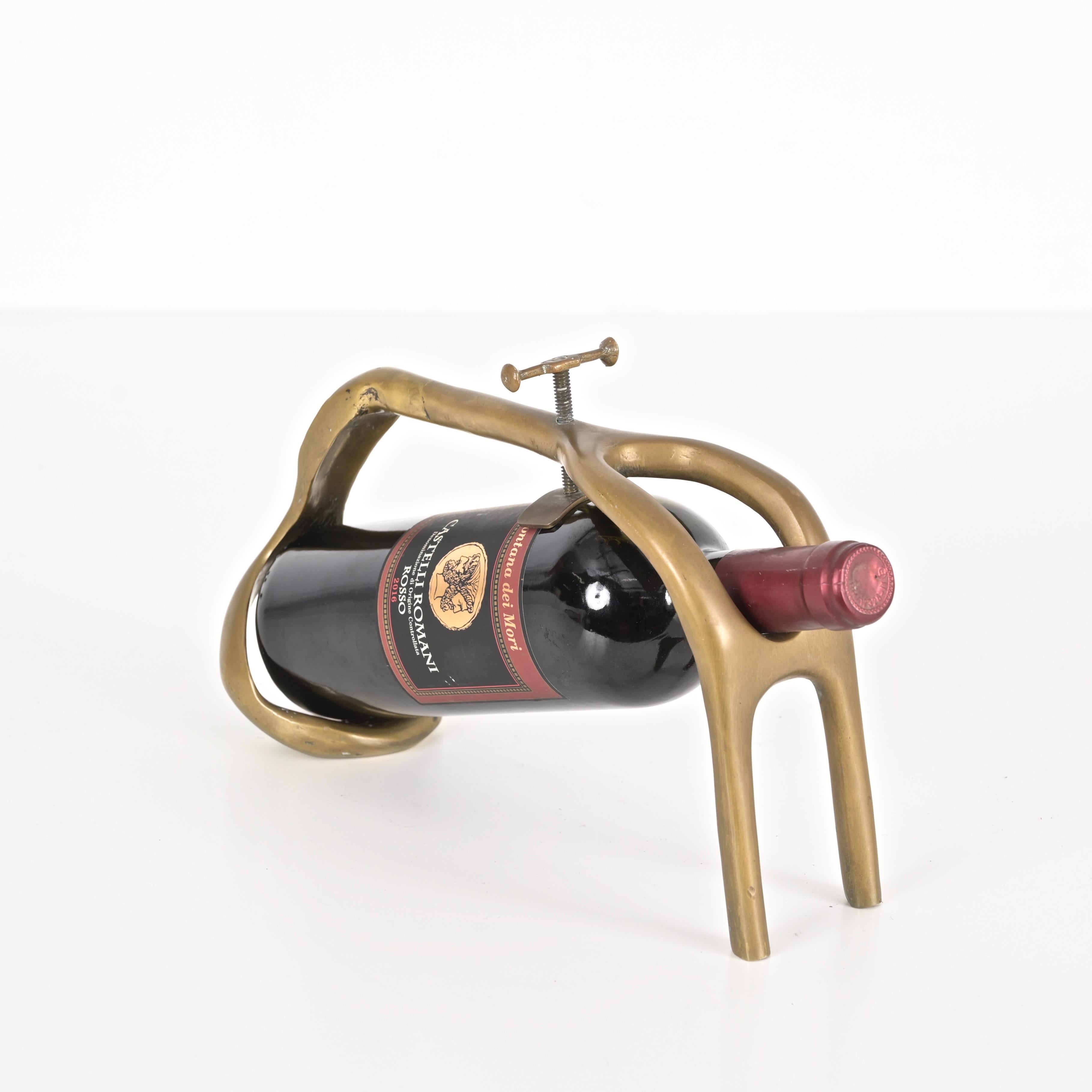 Signed David Marshall Solid Brass Wine Holer, Spain 1970s For Sale 3