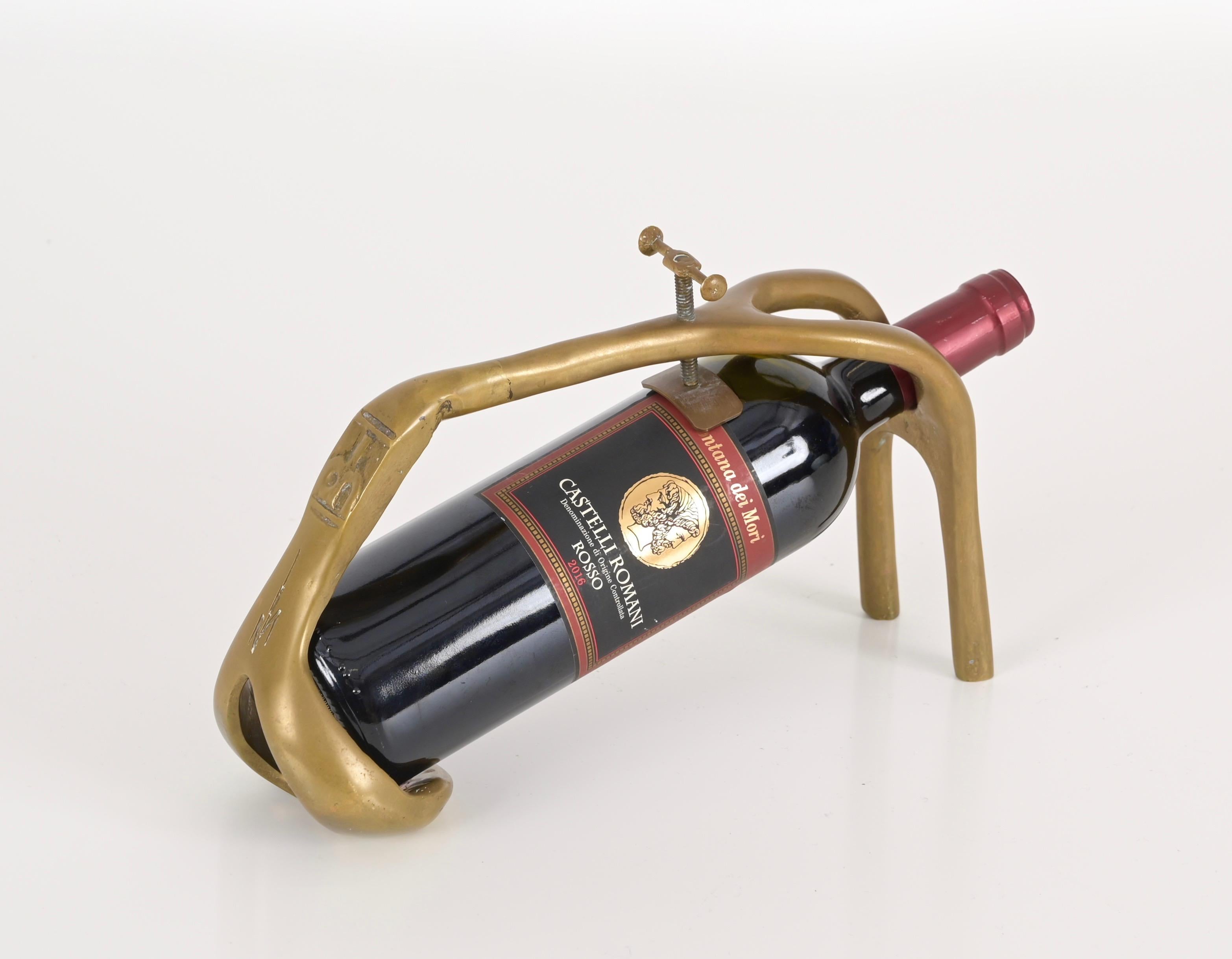 20th Century Signed David Marshall Solid Brass Wine Holer, Spain 1970s For Sale