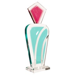 Sculpture en bouteille signée David Muniz Acrylique Lucite Modernity Contemporary