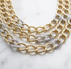 Signed David Yurman 18K Gold & Diamond Necklace – 121 Grams