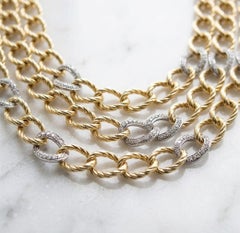 Signed David Yurman 18K Gold & Diamond Necklace – 121 Grams