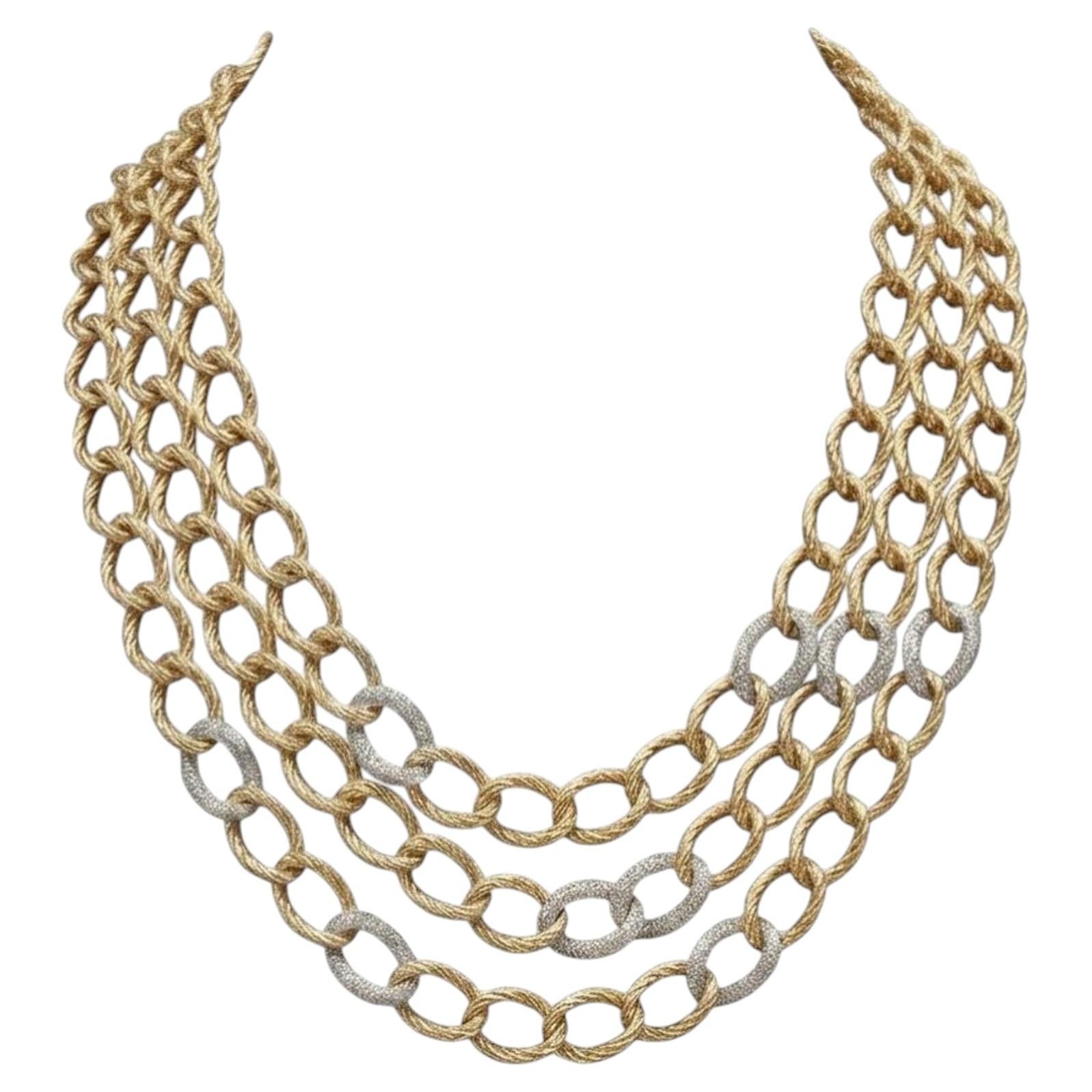 Pre-owned David Yurman Signed  18k Gold & Diamond Necklace � 121 Grams In Multiple