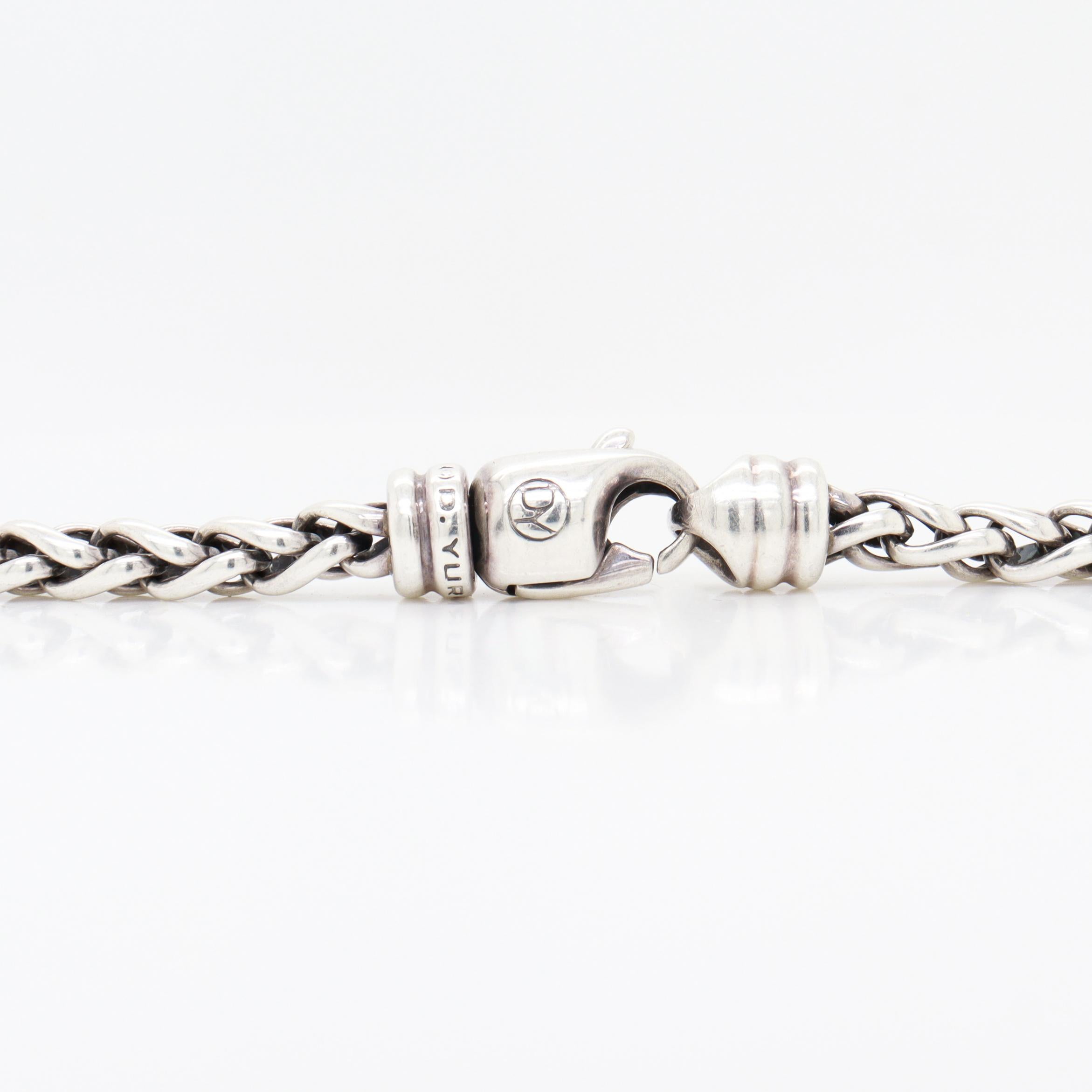 Signed David Yurman Sterling Silver 4mm Wheat Chain Necklace For Sale 5