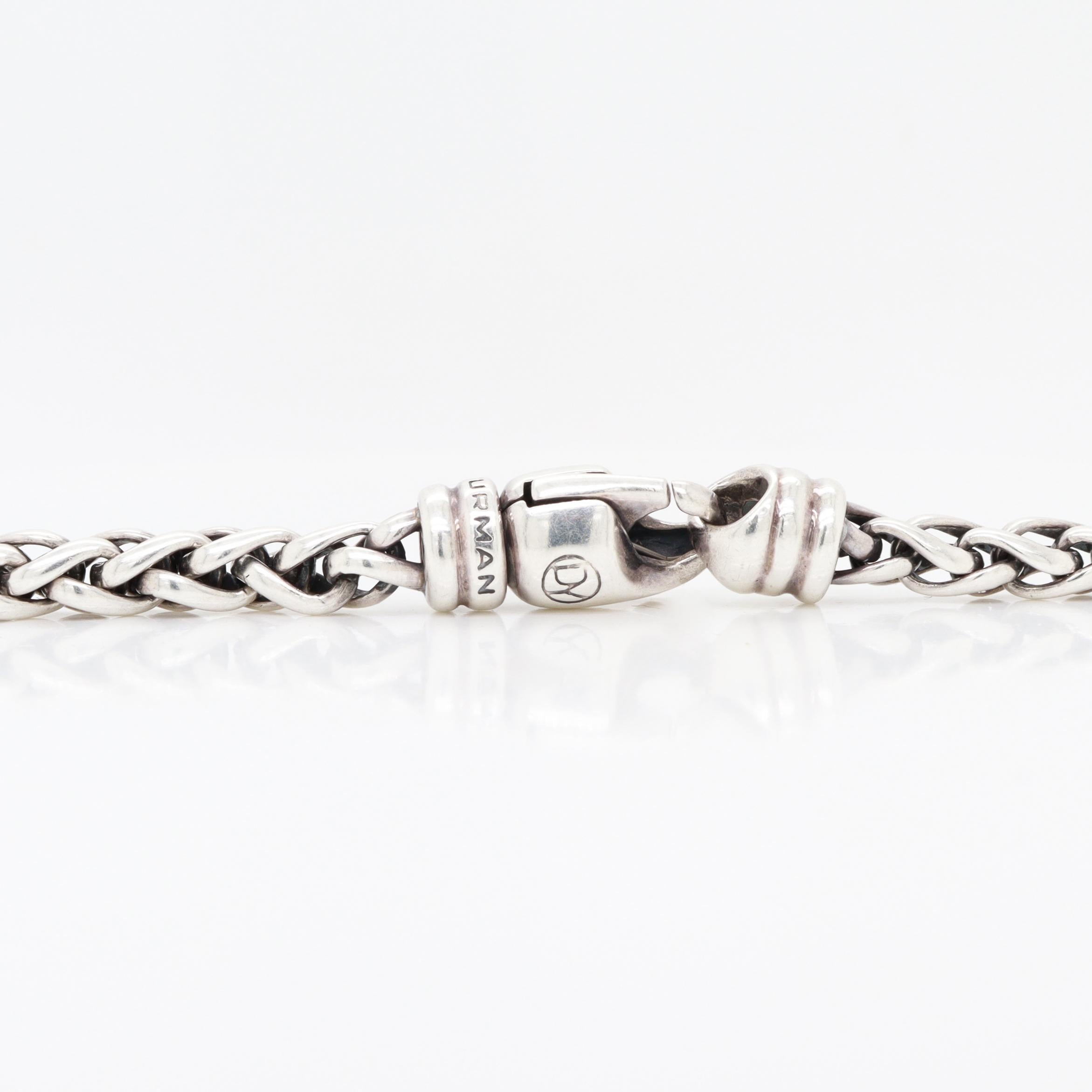 Signed David Yurman Sterling Silver 4mm Wheat Chain Necklace For Sale 6
