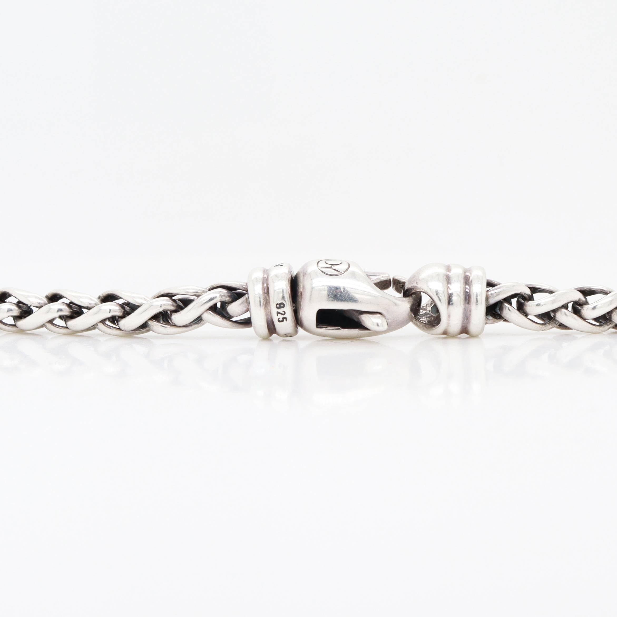 Signed David Yurman Sterling Silver 4mm Wheat Chain Necklace For Sale 7